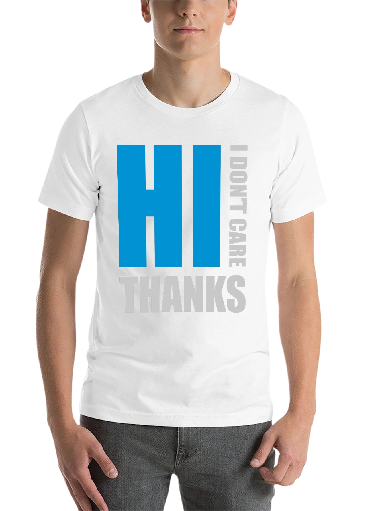 Black HI I DON'T CARE THANKS Black Tee view 14