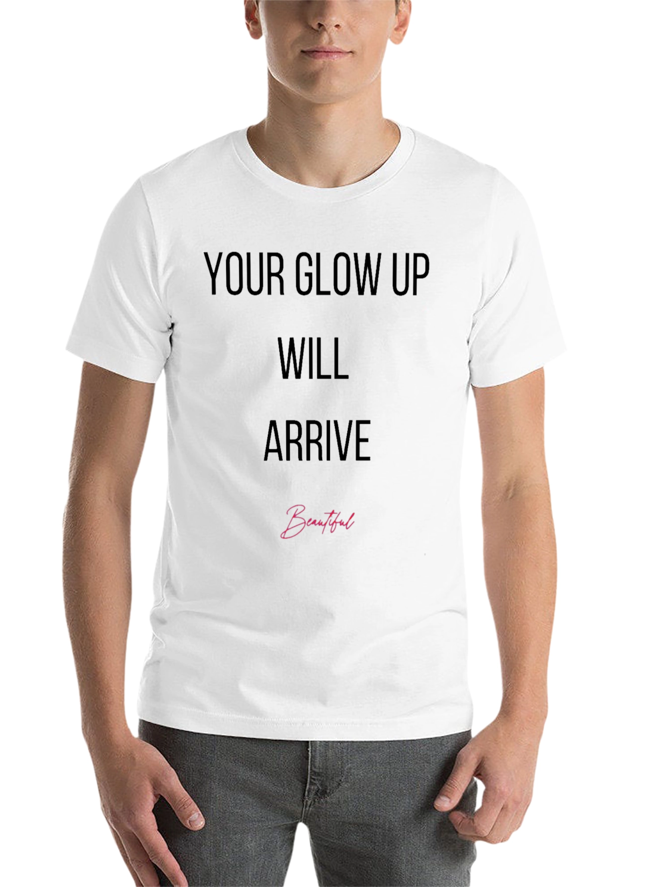 Black Glow Up Motivation Tee - Arrive Beautiful T-Shirt view 14