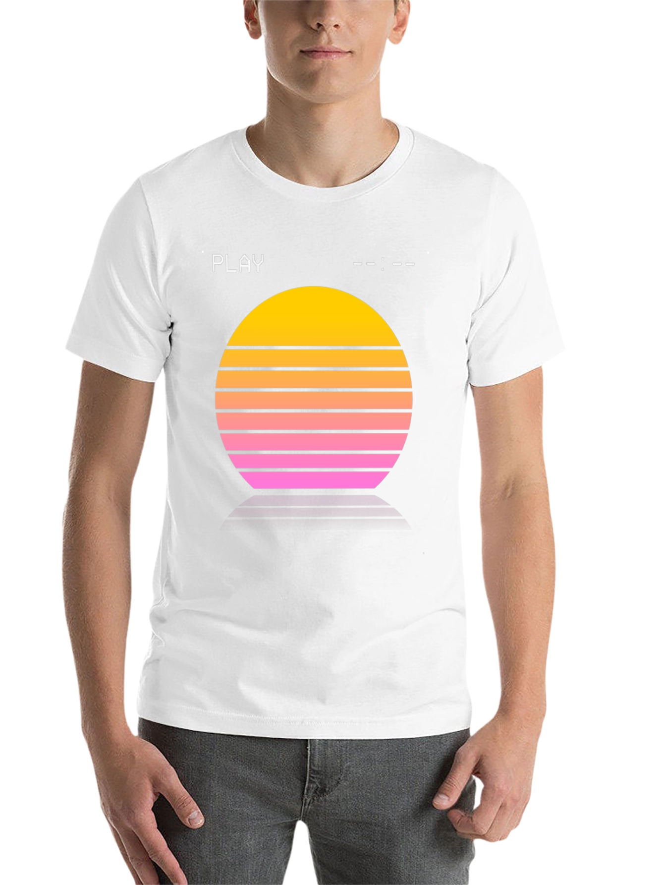 Black Retro Sunset Tee - Synthwave Style view 14