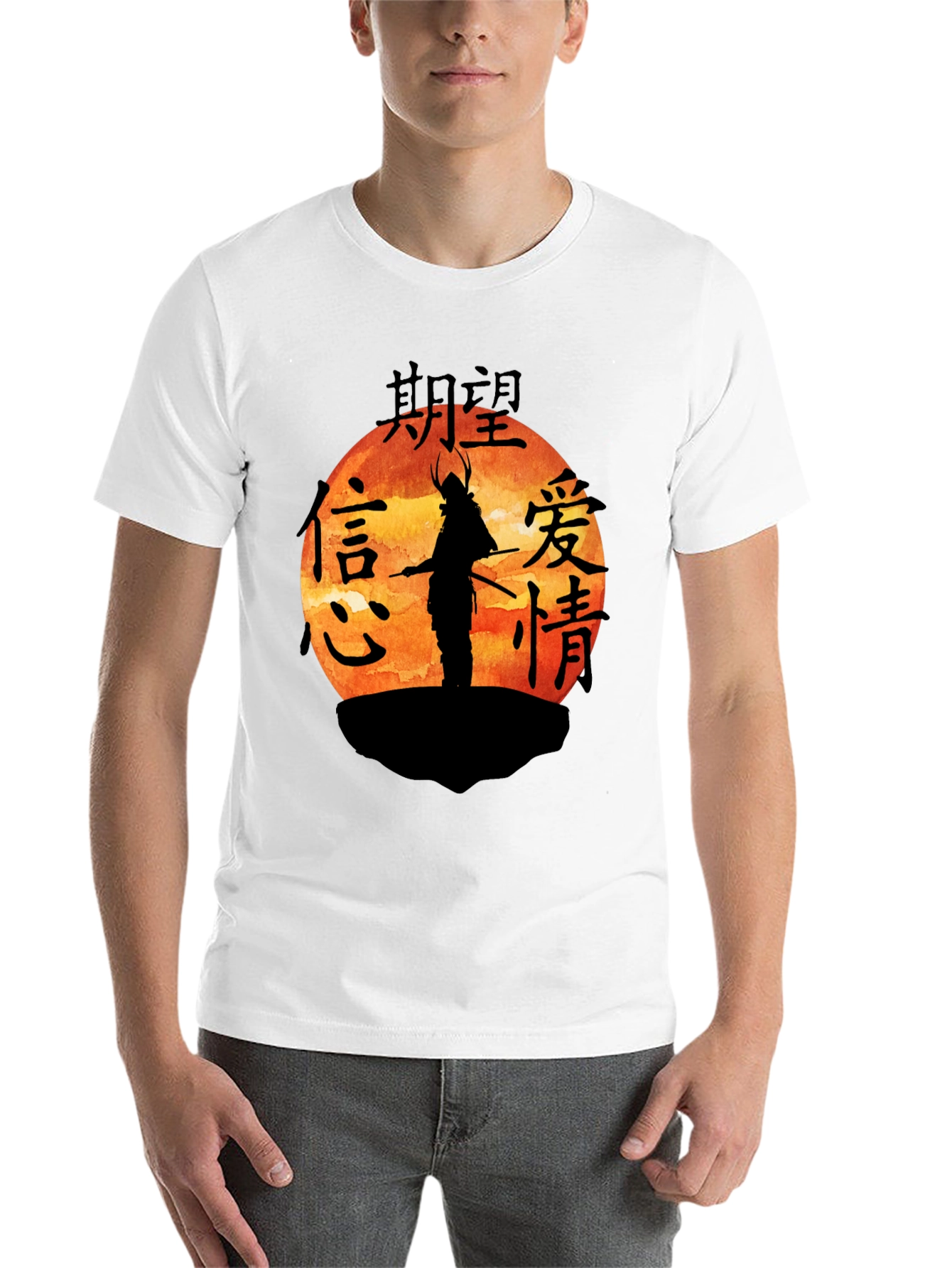 Black Samurai Sunset Graphic Tee - Black Cotton view 14