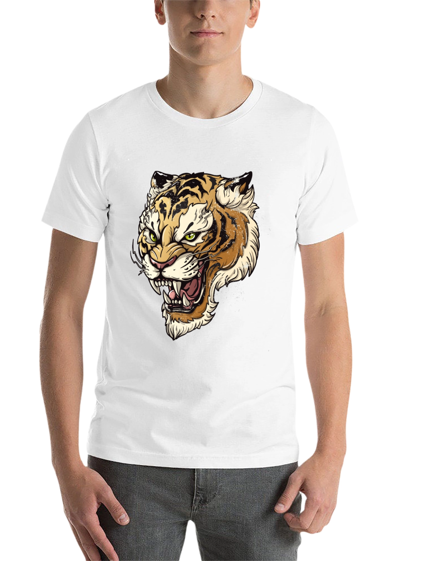 Black Tiger Graphic Print Men's T-Shirt view 14