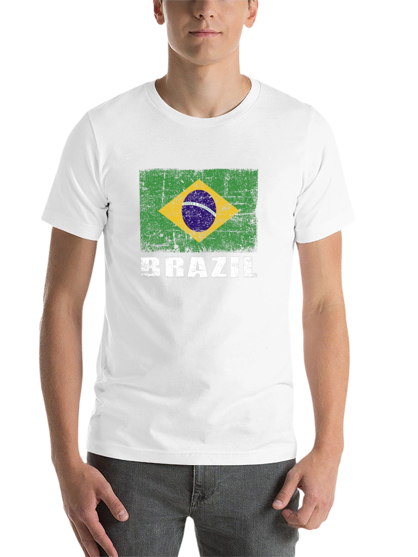Black Brazil Flag Graphic Print T-Shirt view 14