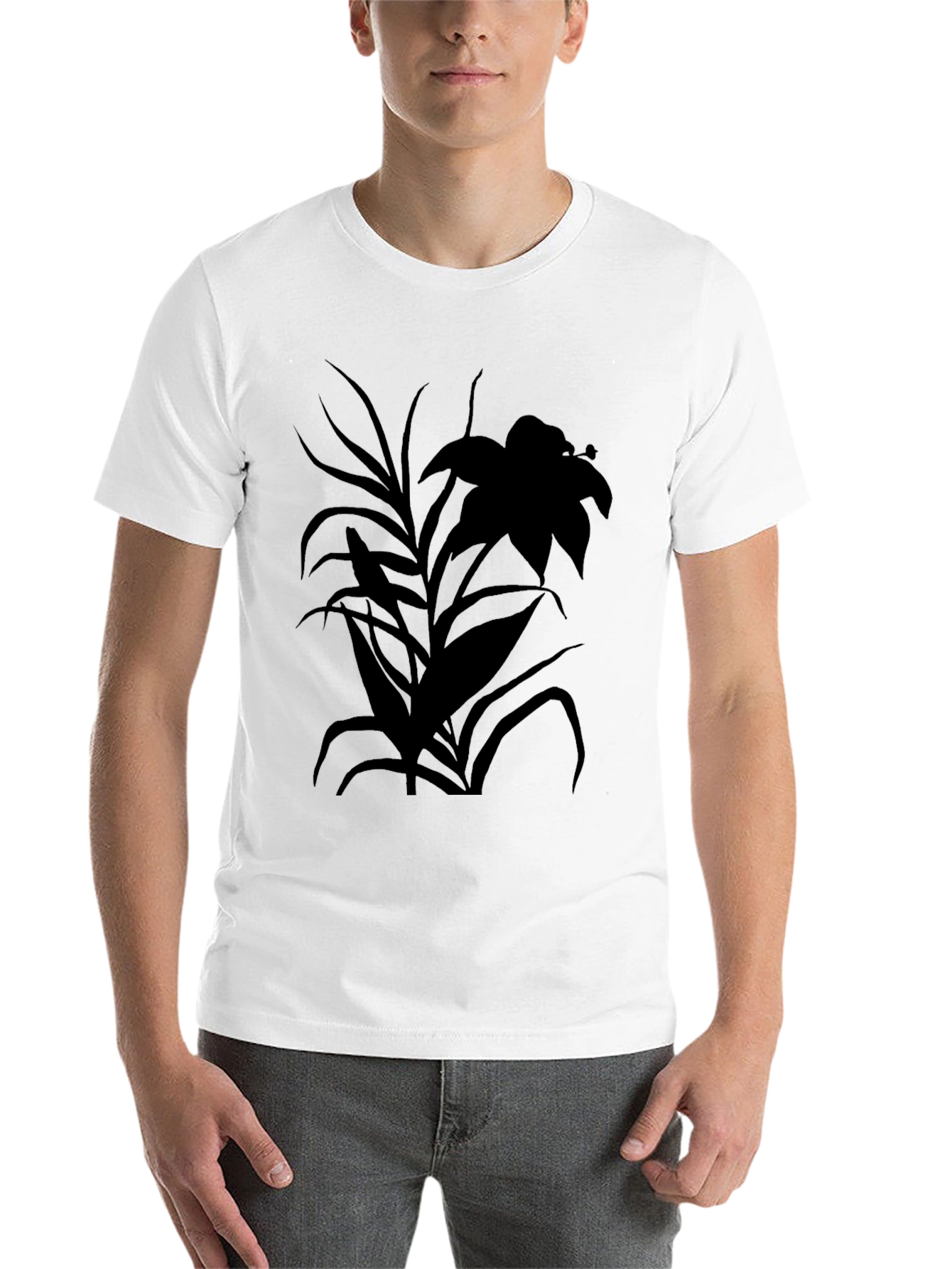 Black Botanical Black Tee - Nature Silhouette T-Shirt view 14