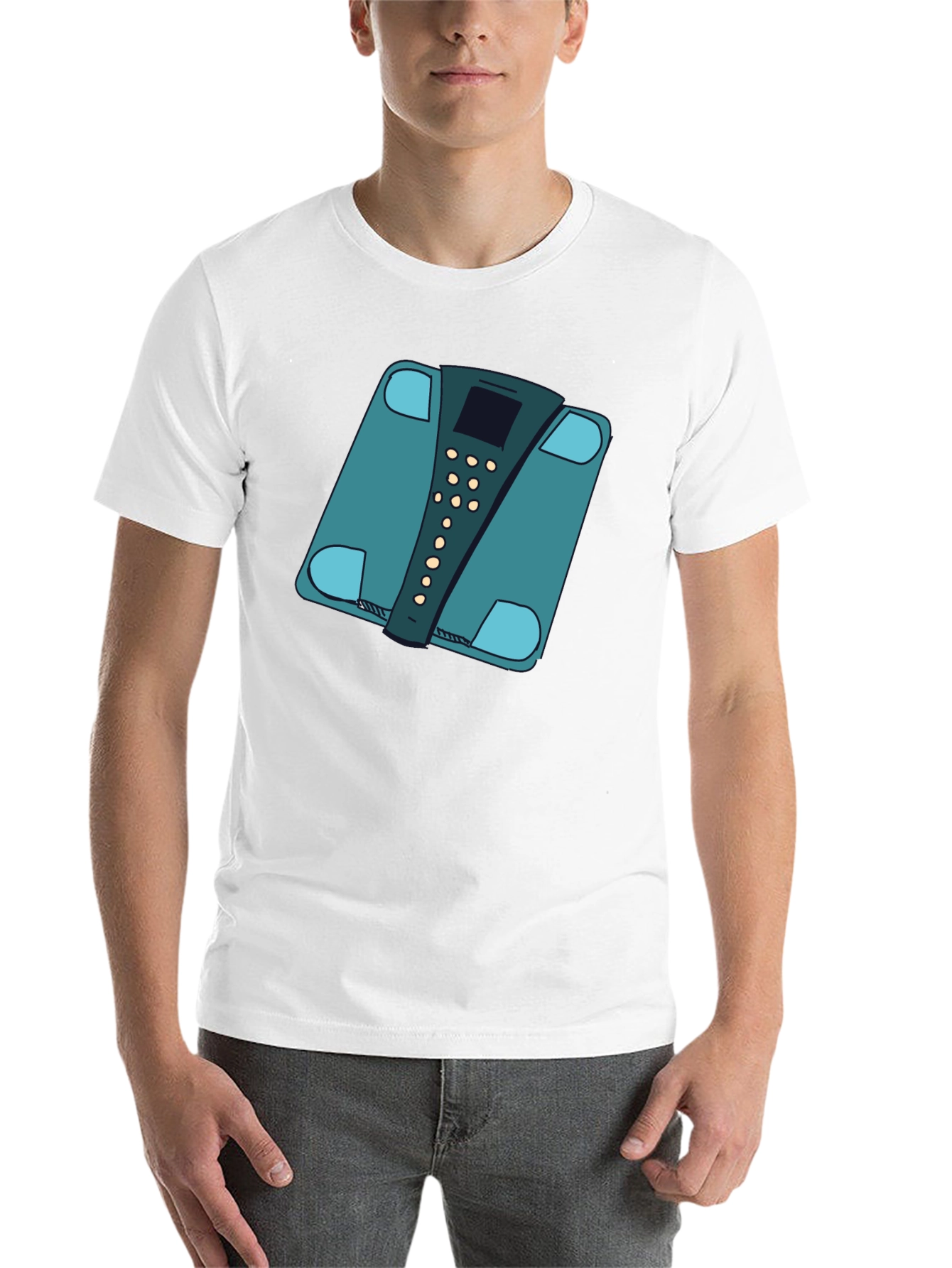 Black Funny Weight Scale Graphic Tee - Black Casual T-Shirt view 14