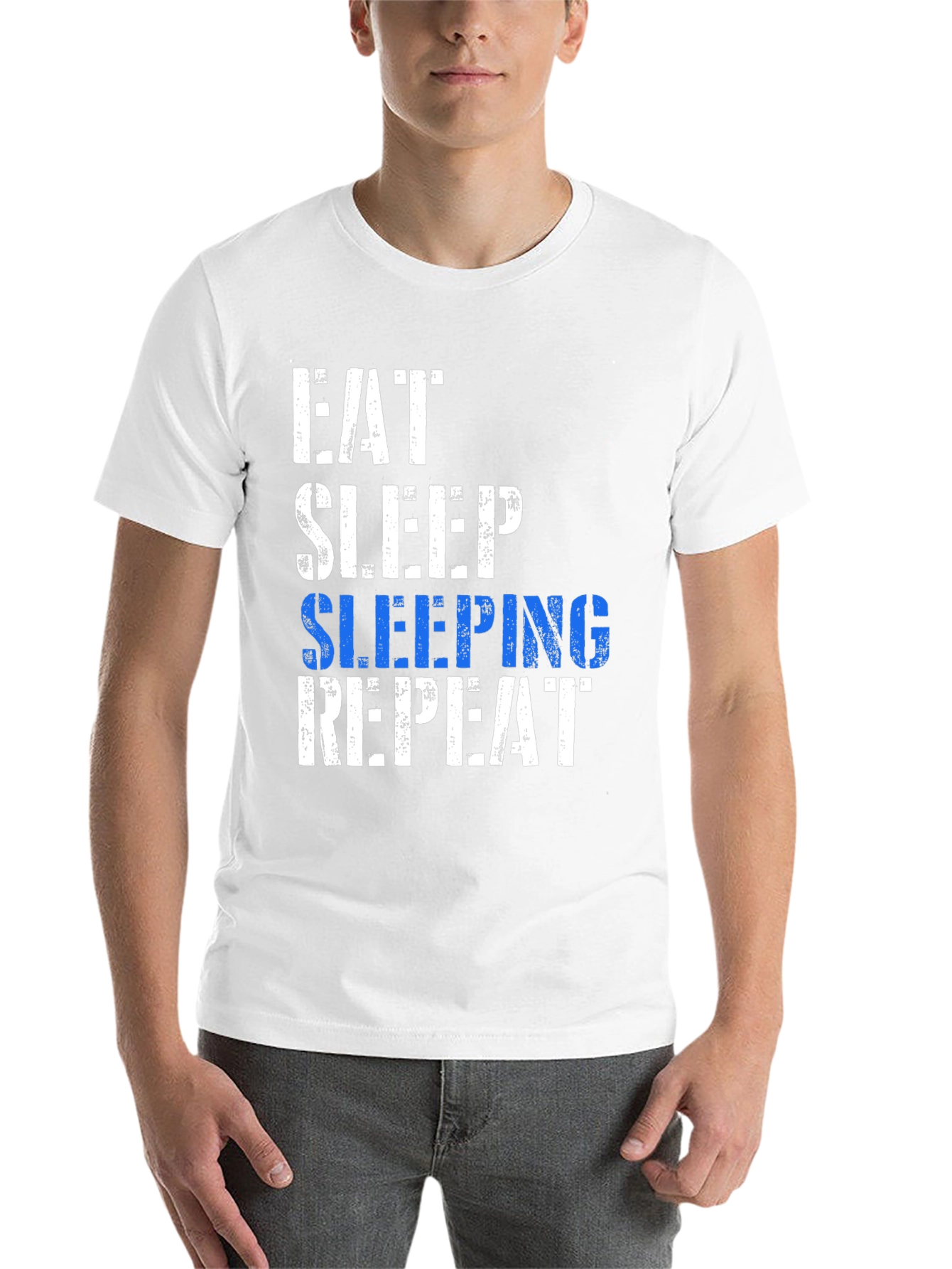 Black Eat Sleep Sleeping Repeat T-Shirt - Fun Graphic Tee view 14