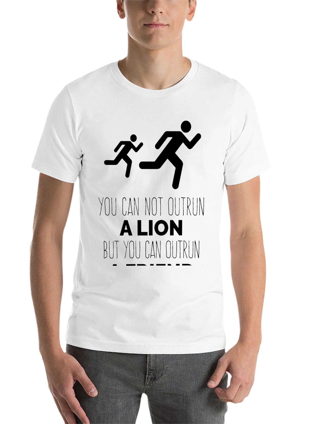Black Funny Running T-Shirt: Outrun a Friend view 14