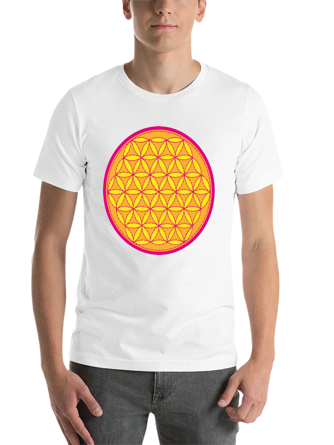 Black Sacred Geometry Flower of Life T-Shirt view 14