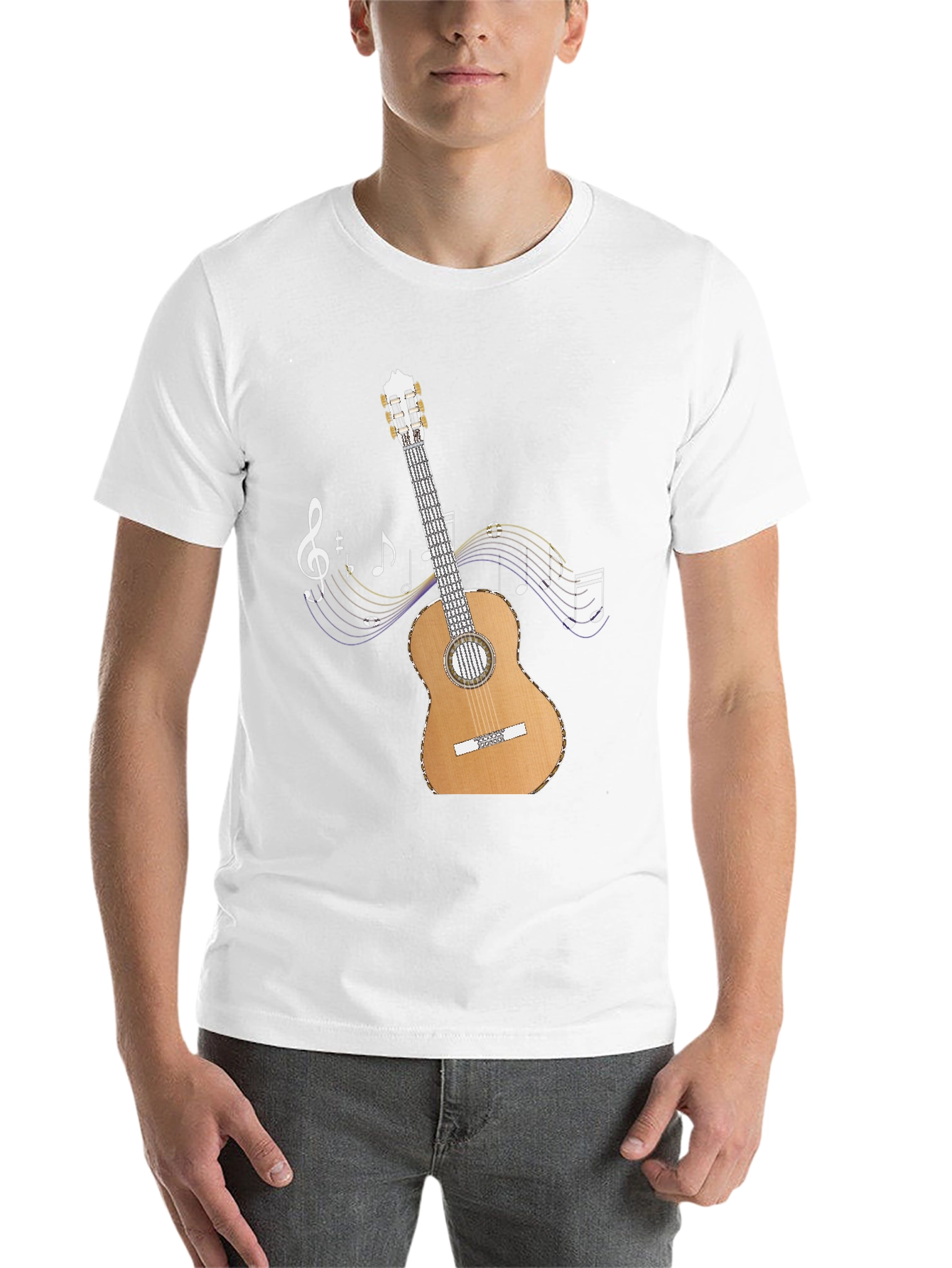 Black Guitar Music Notes Graphic T-Shirt view 14