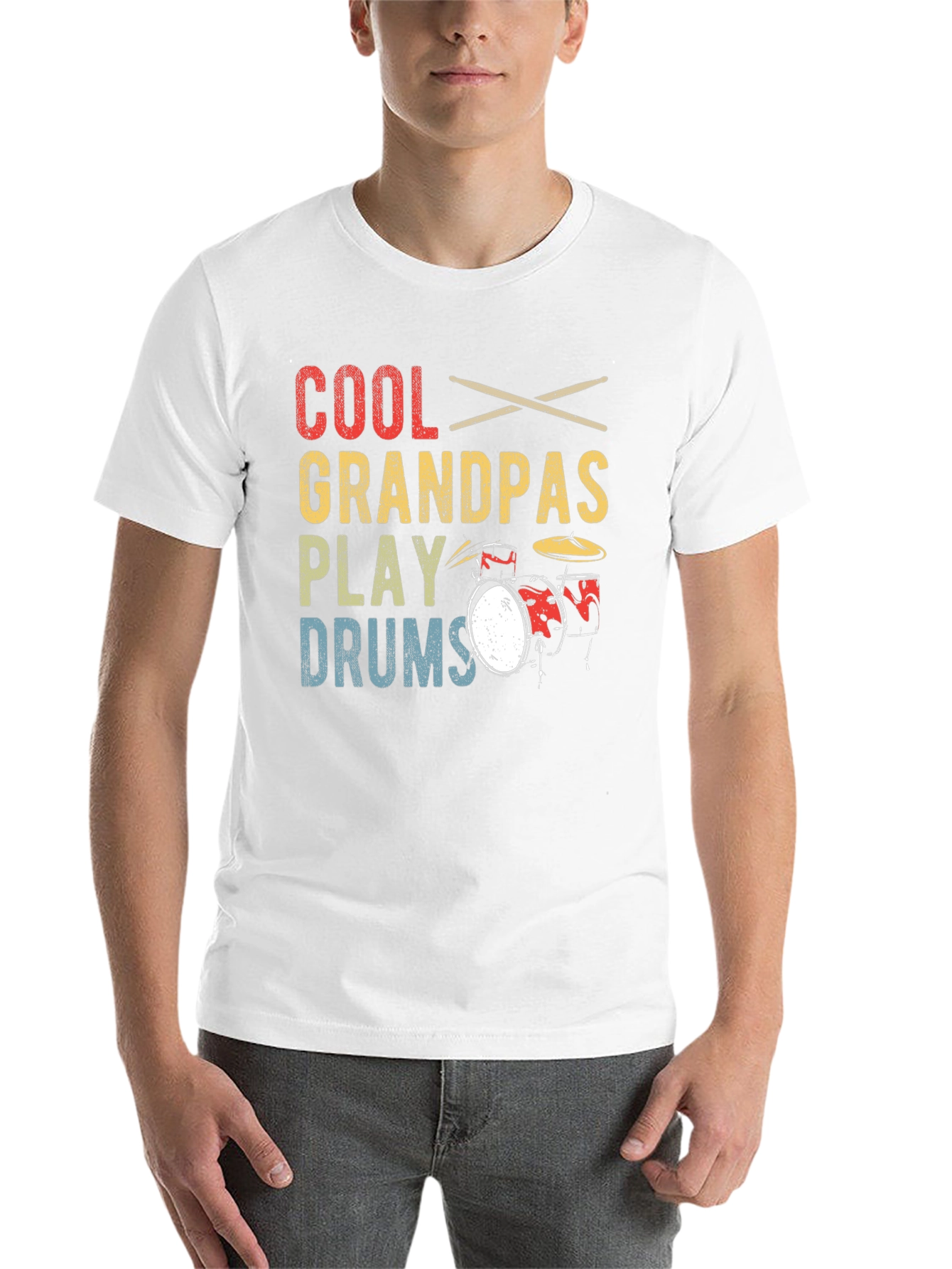Black Cool Grandpas Play Drums T-Shirt view 14