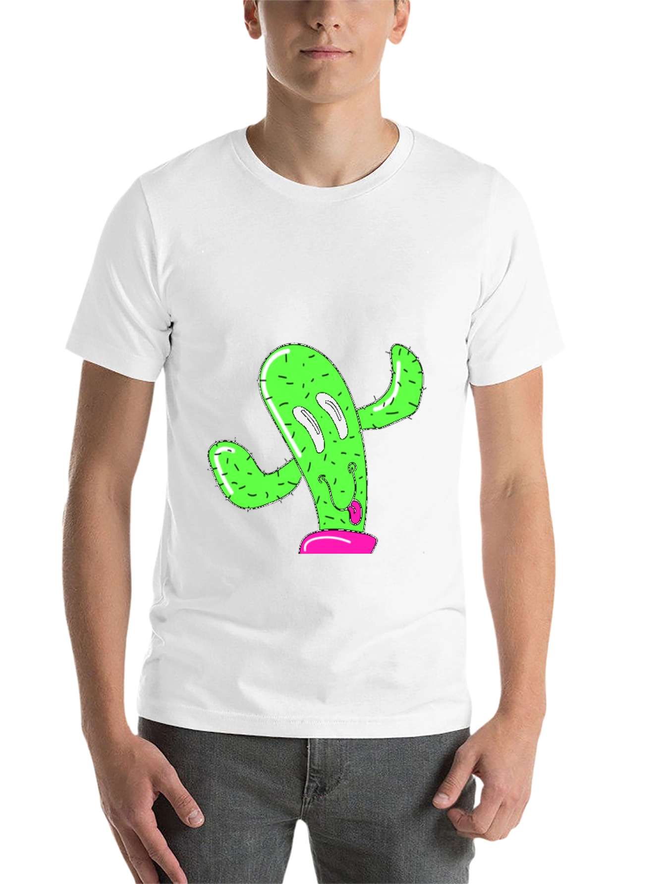 Black Funny Cactus Graphic Tee - Black Cotton T-Shirt view 14