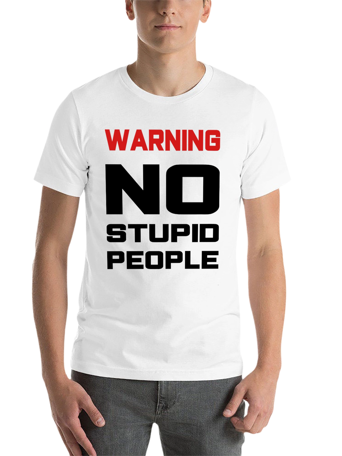 Black Warning No Stupid People Graphic Tee view 14