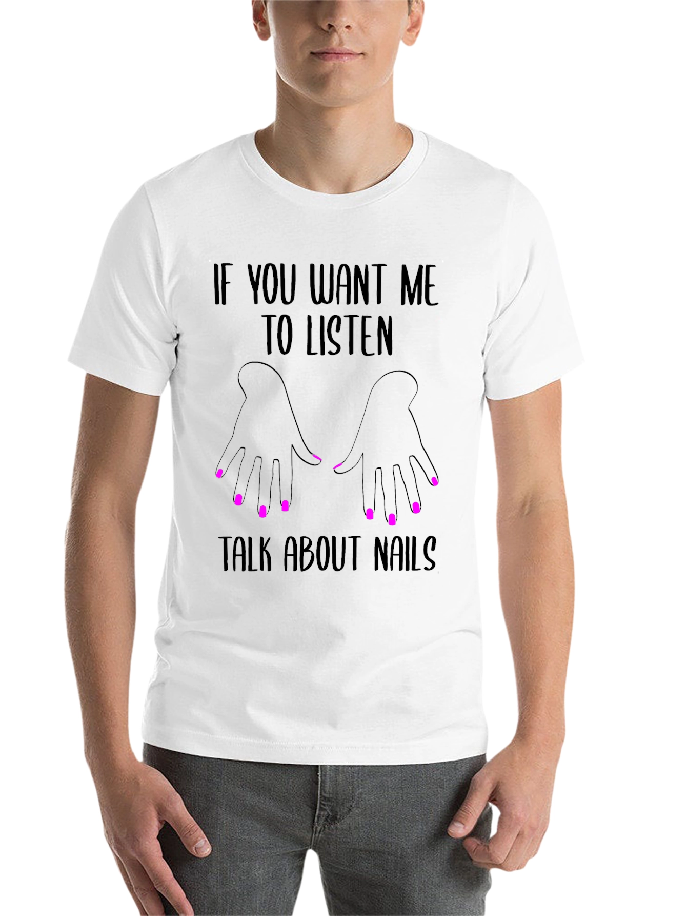 Black Talk About Nails T-Shirt - Funny Slogan Tee view 14