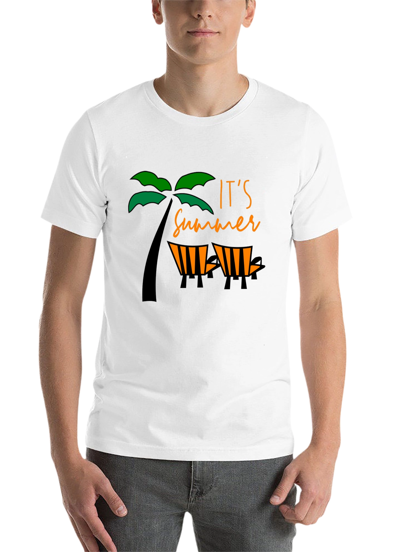 Black Summer Vibe Black T-Shirt - Palm Tree & Beach Chair Design view 14