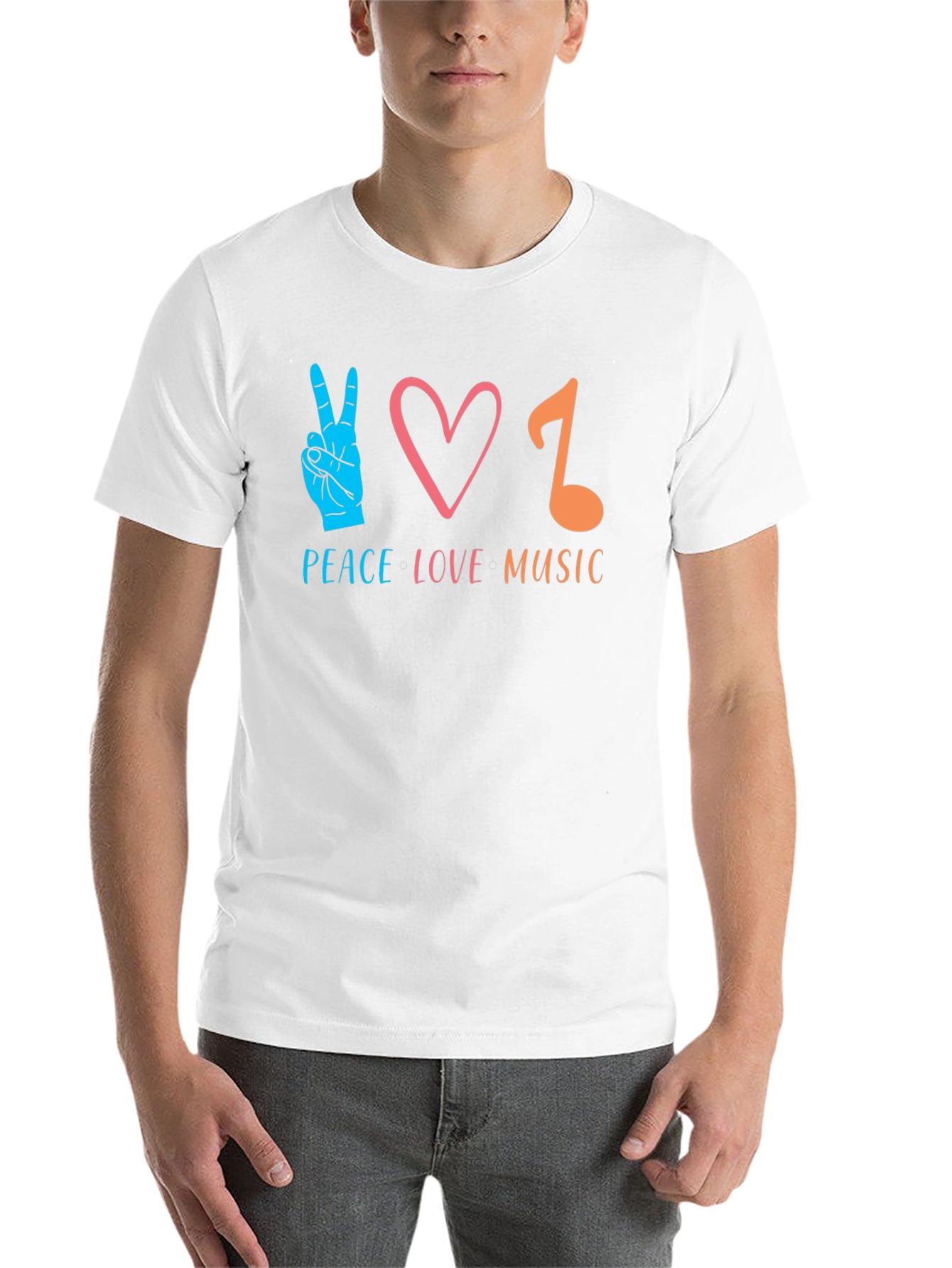 Black Peace Love Music Graphic T-Shirt view 14