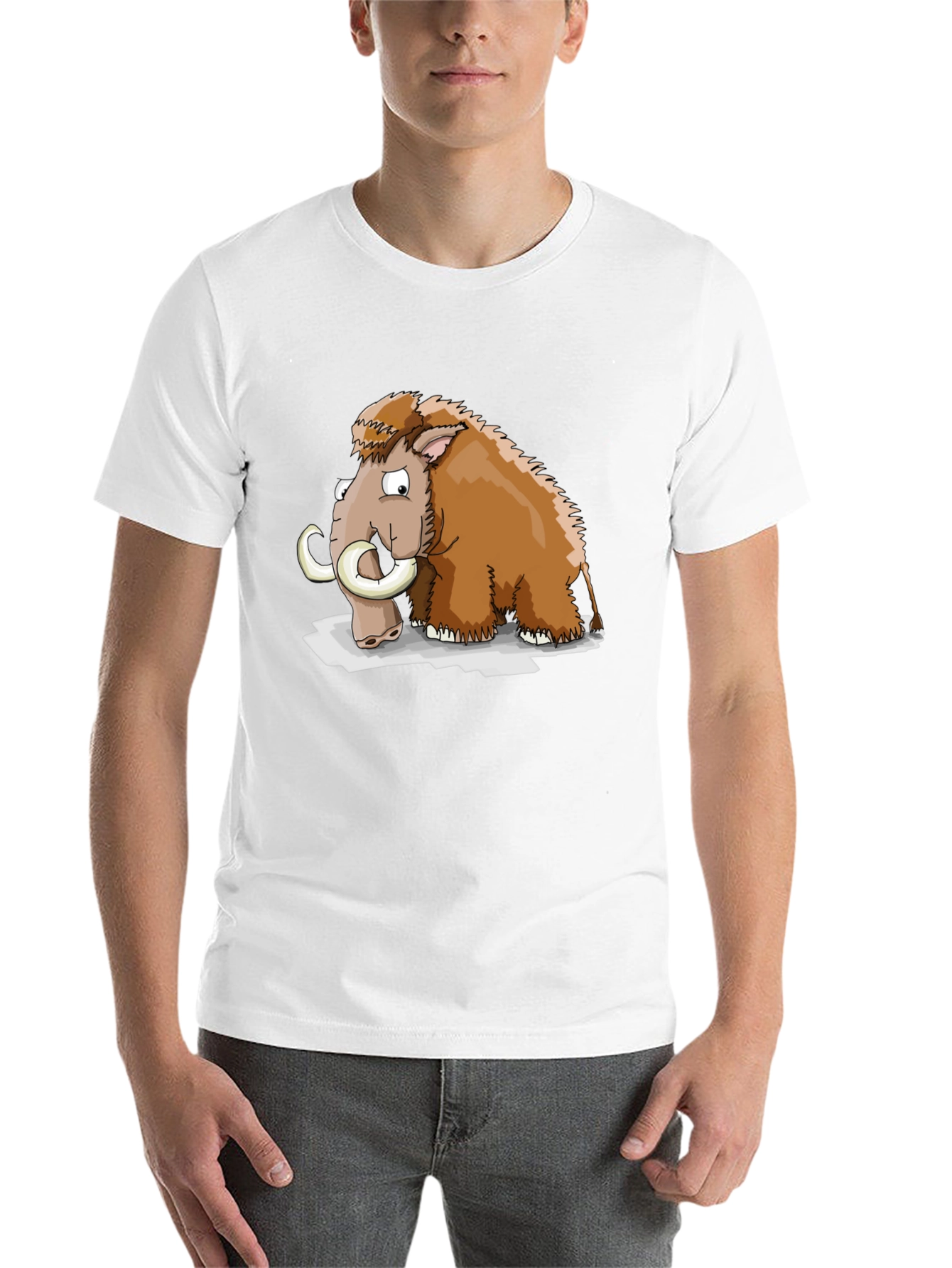Cartoon Mammoth Graphic T-Shirt - Black - 14
