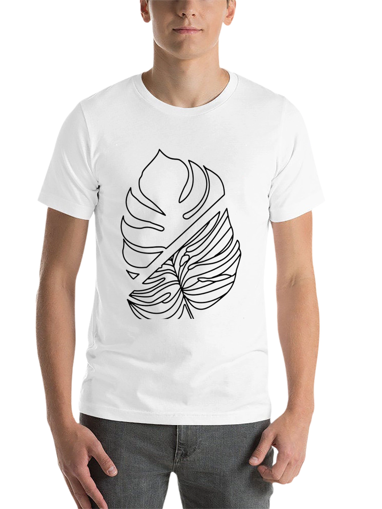 Black Modern Monstera Leaf Graphic Tee - Black view 14