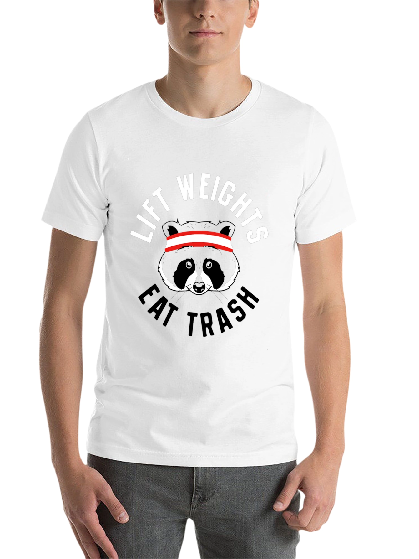 Black Lift Weights Eat Trash Raccoon Graphic Tee view 14