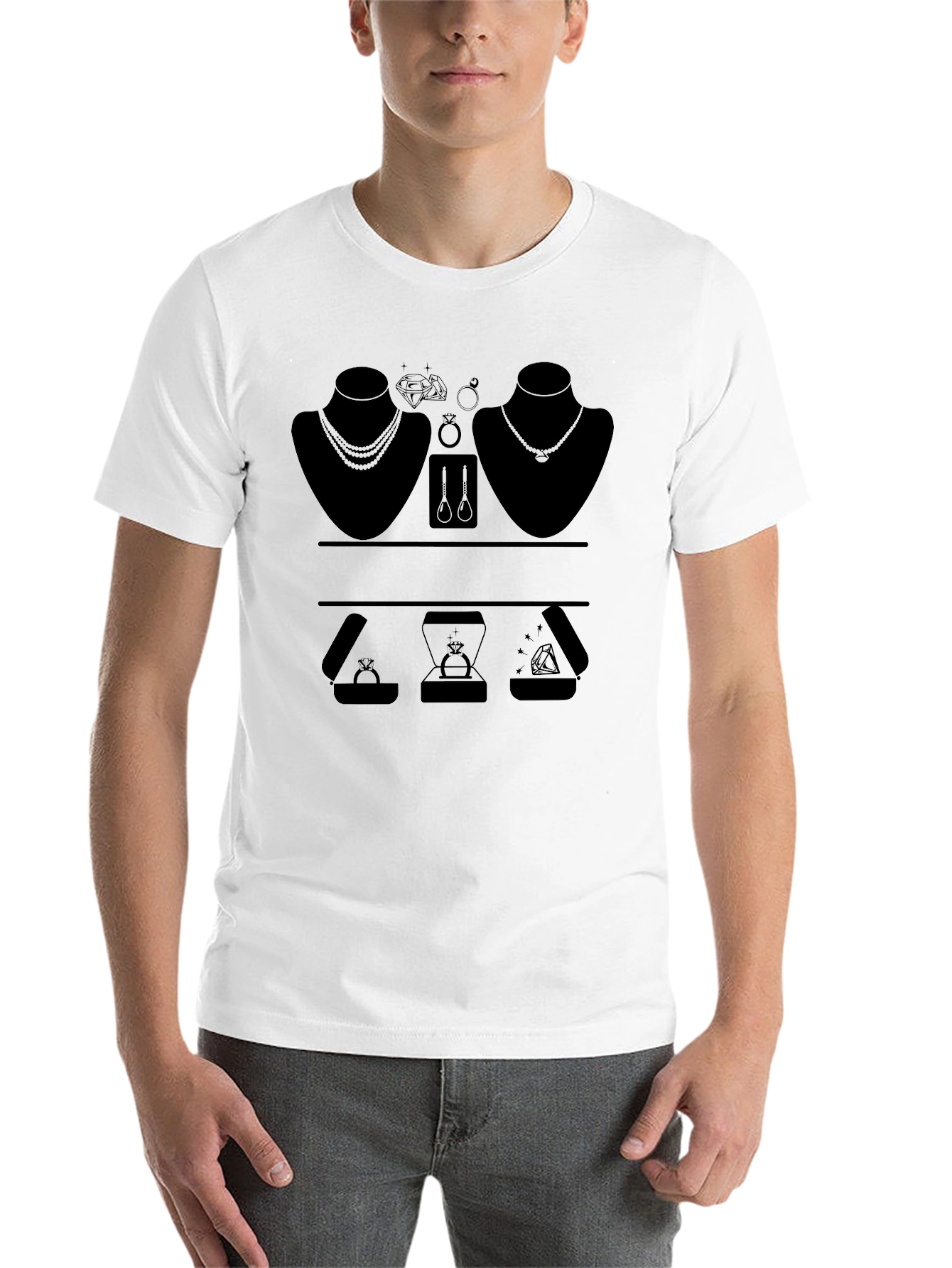 Black Jewelry T-Shirt - Black Unisex Tee view 14