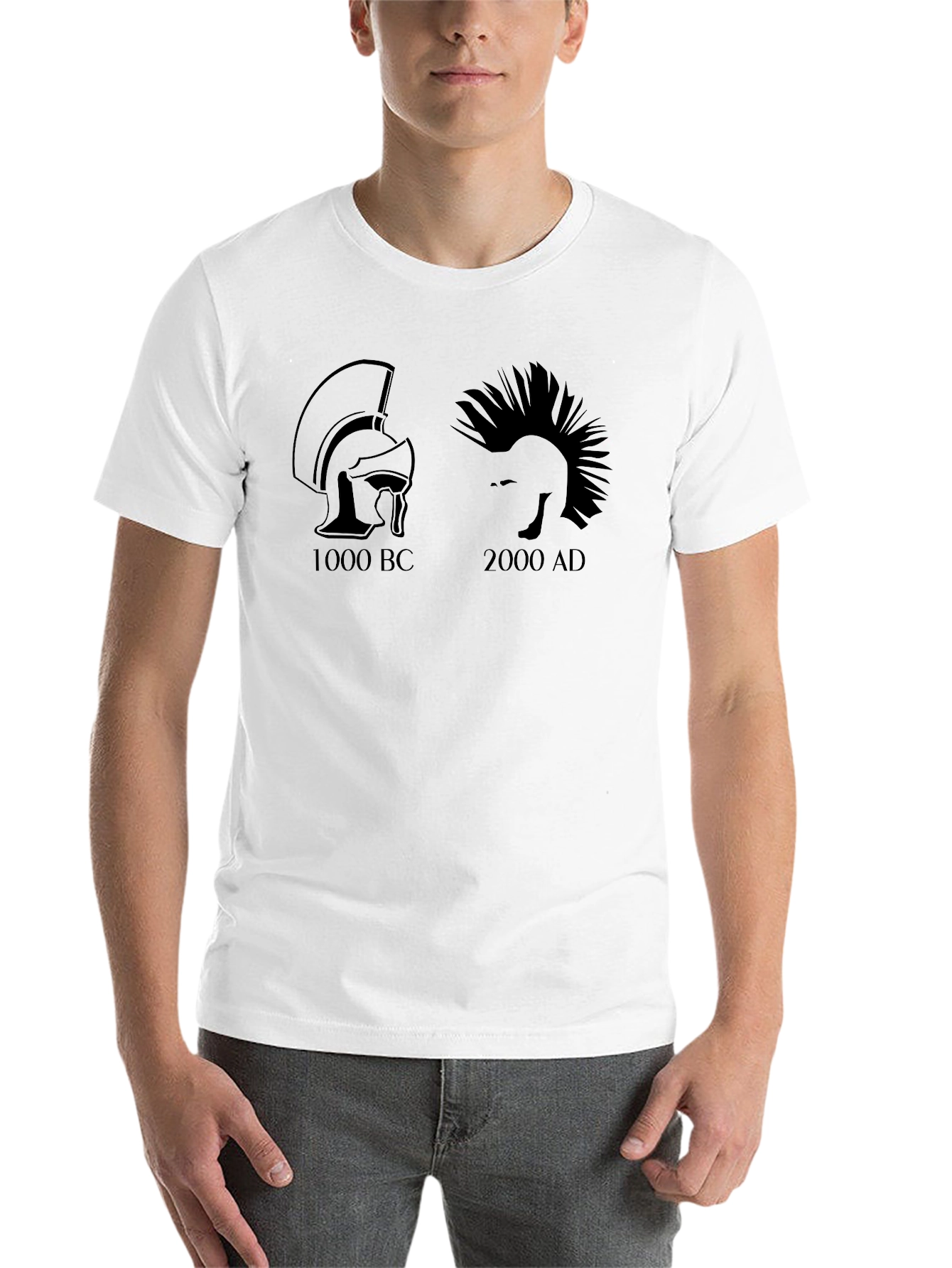 Black 1000 BC vs 2000 AD Funny T-Shirt view 14