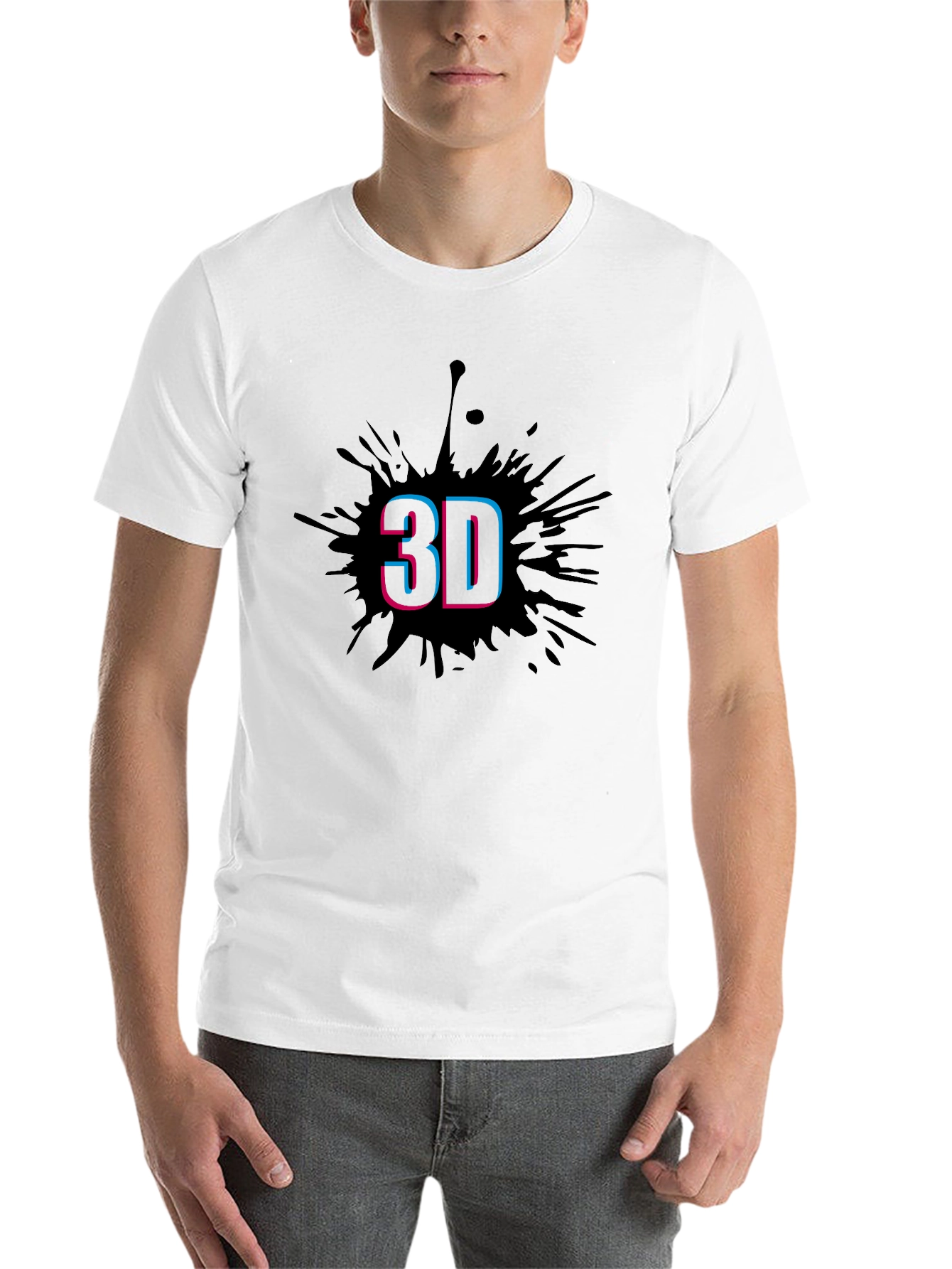 Black Stylish Men's Black T-Shirt with 3D Splash Design view 14