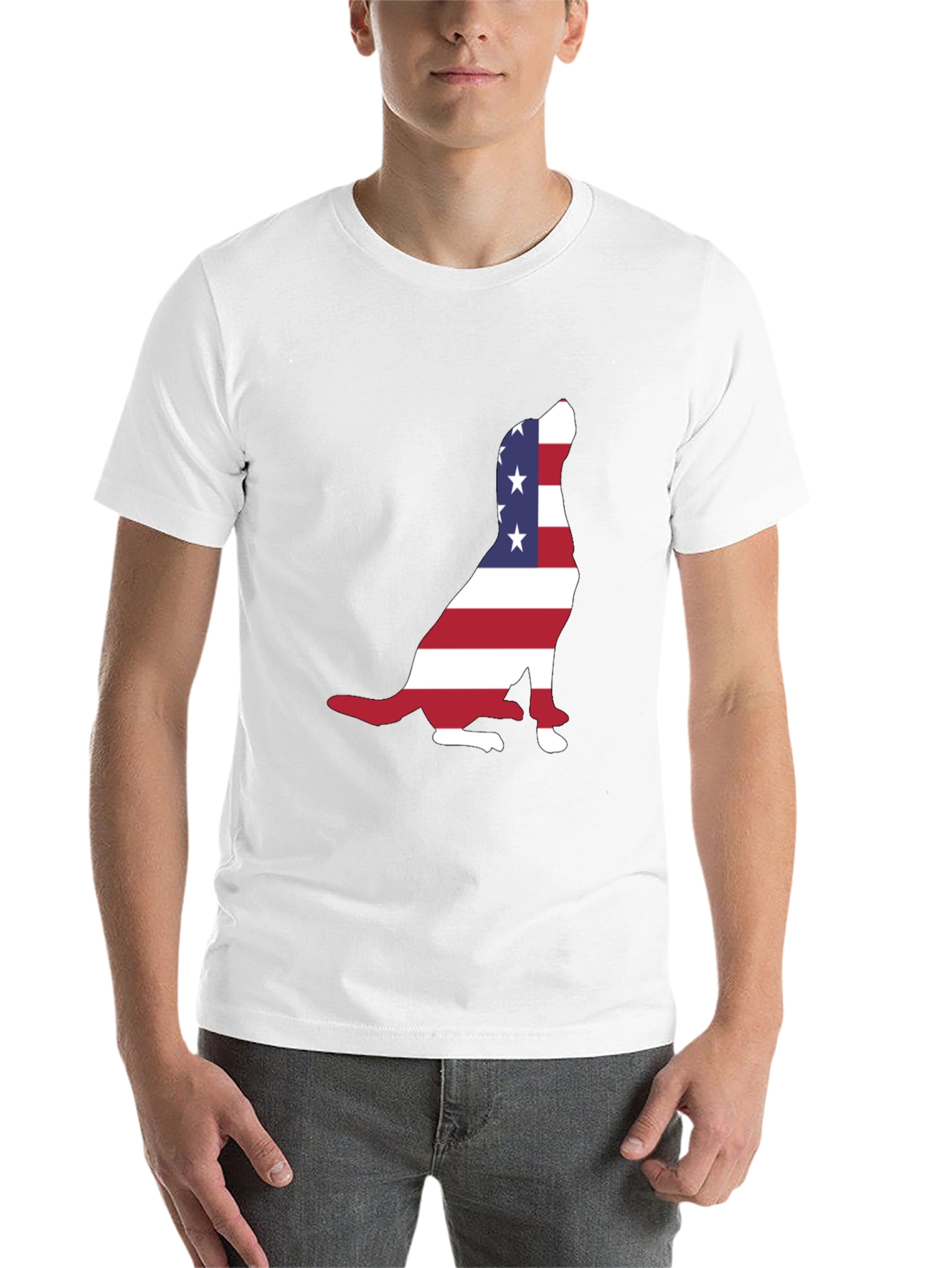 Black Patriotic Dog USA Flag T-Shirt view 14