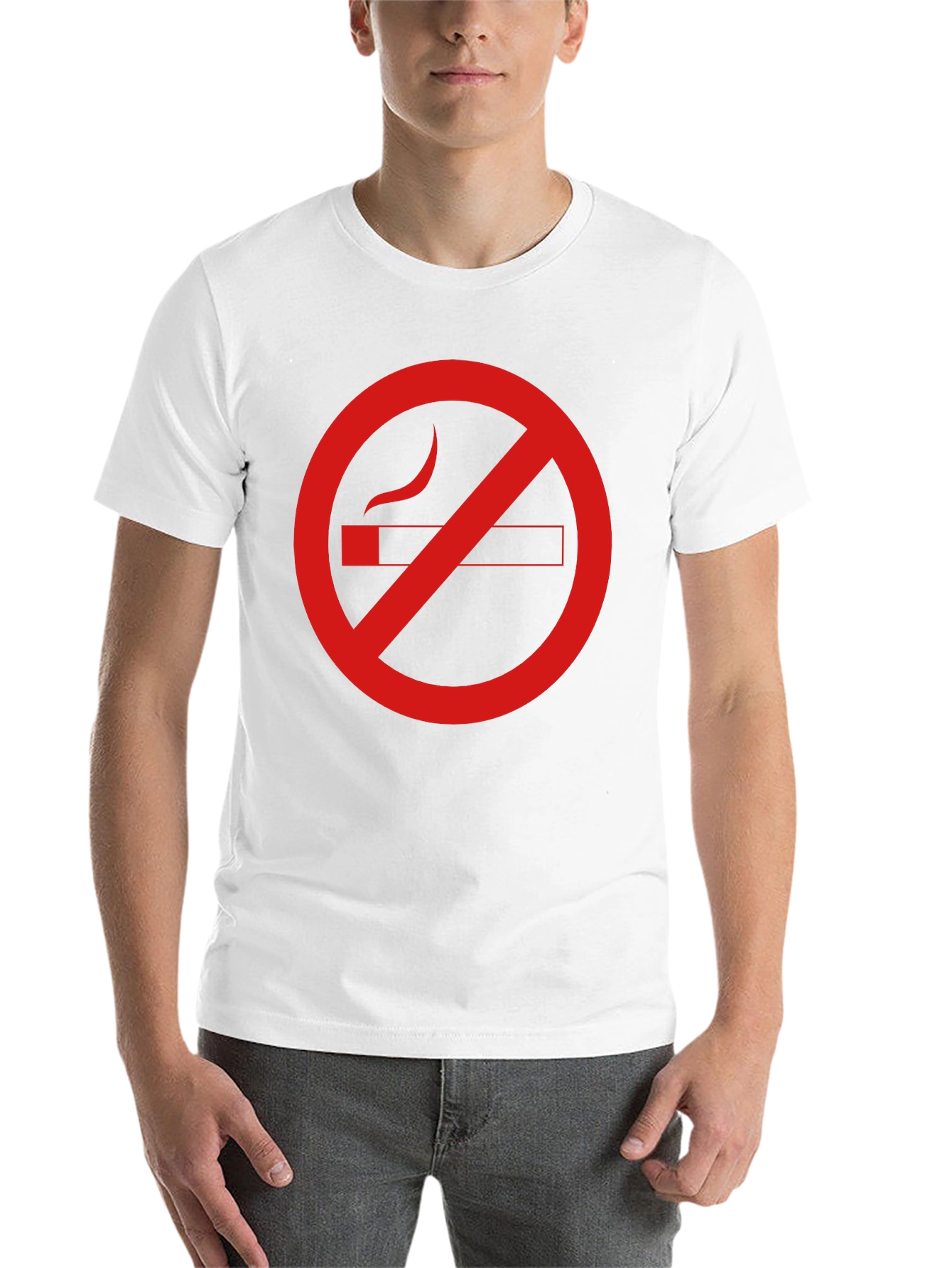 Black No Smoking Graphic Tee - Black Cotton Casual T-Shirt view 14