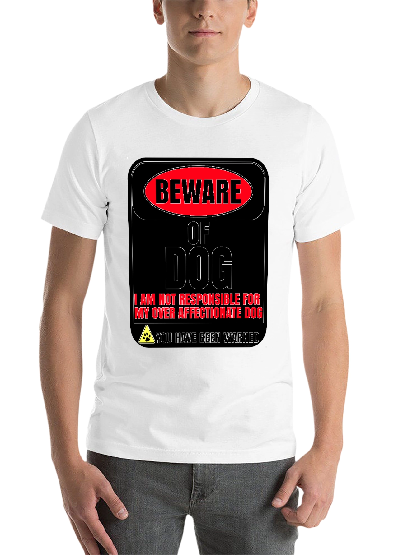 Black Beware of Dog Novelty Graphic T-Shirt view 14