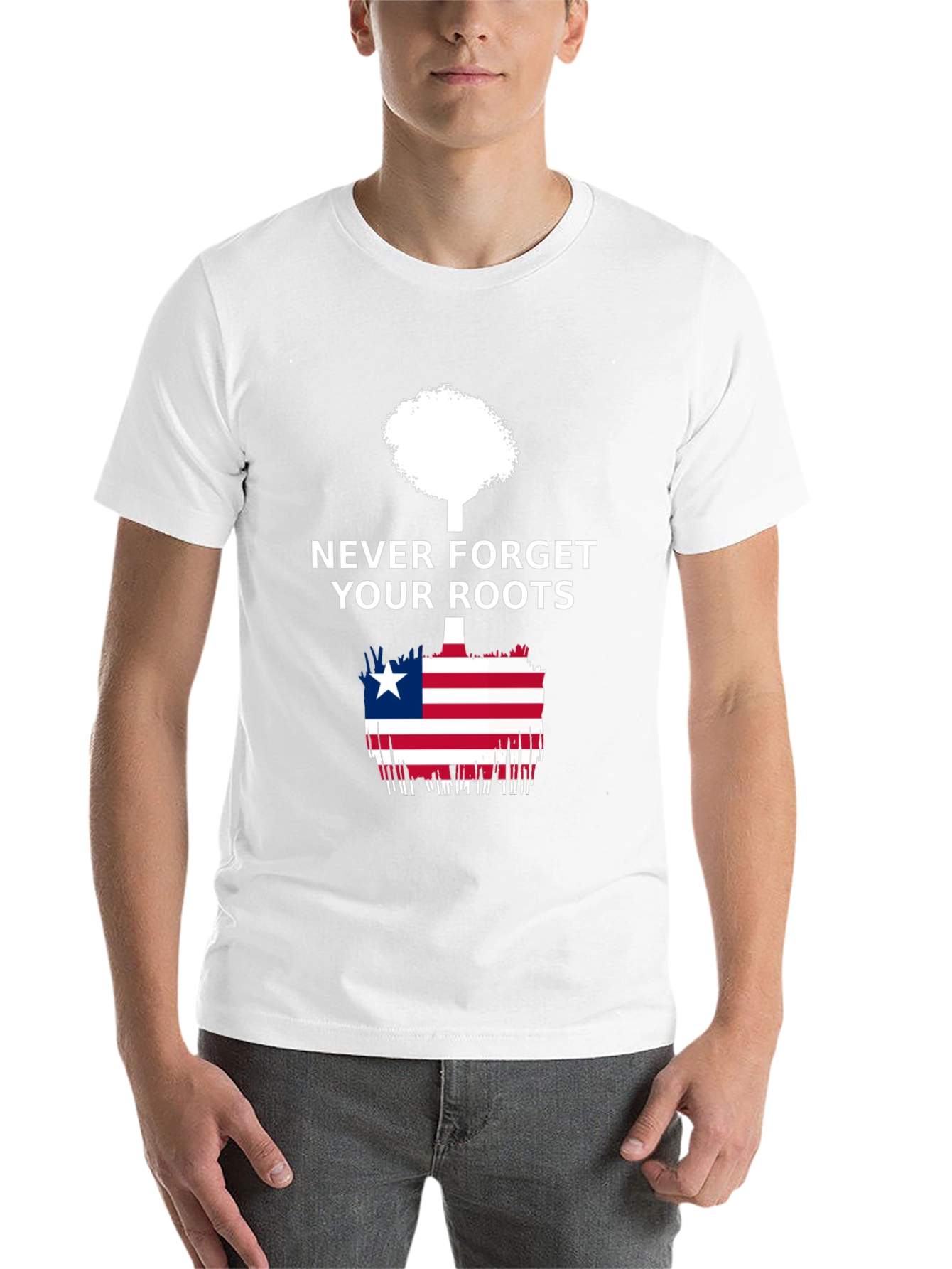 Black Never Forget Your Roots Liberia Flag T-Shirt view 14