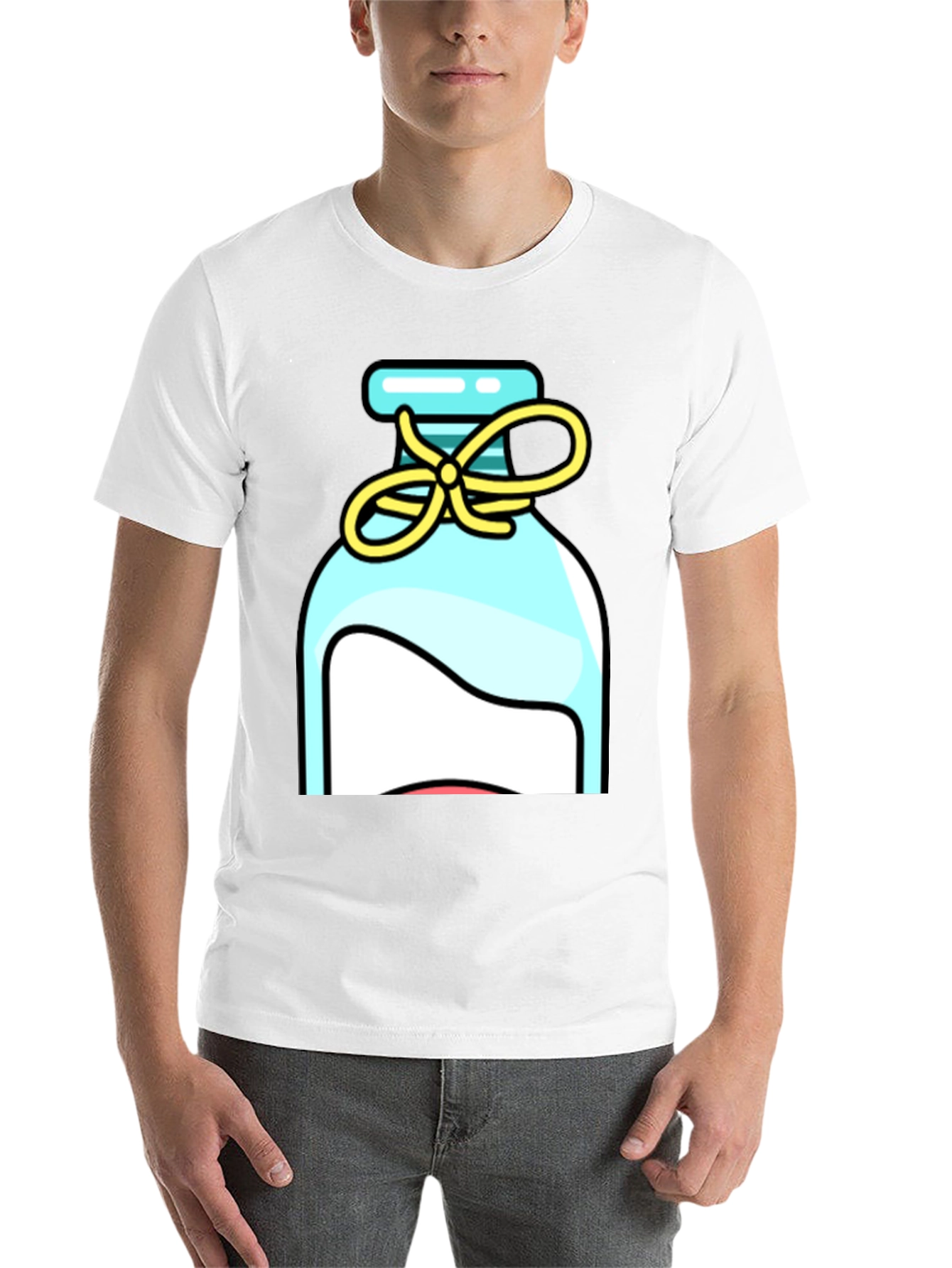 Black Whimsical Bottle Graphic Tee - Stylish Unisex T-Shirt view 14