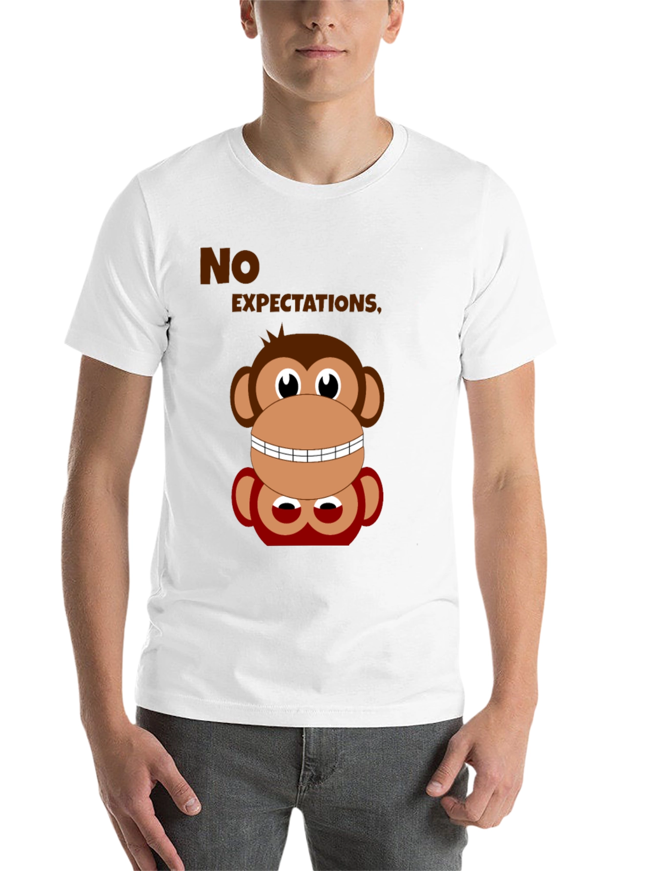 Black Funny Monkey No Expectations Graphic Tee view 14