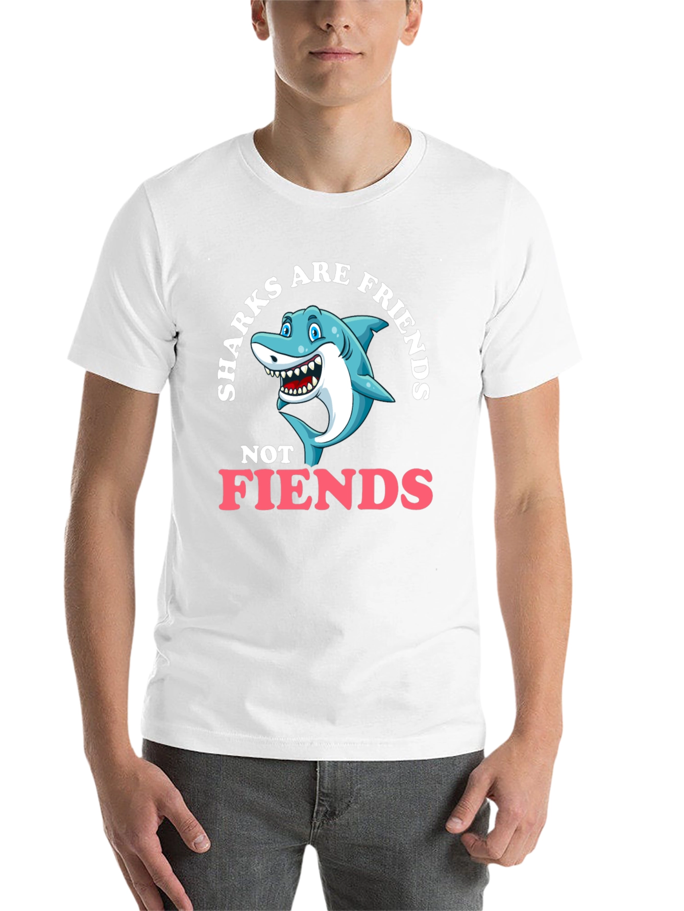Black Sharks Are Friends T-Shirt - Funny Graphic Tee view 14