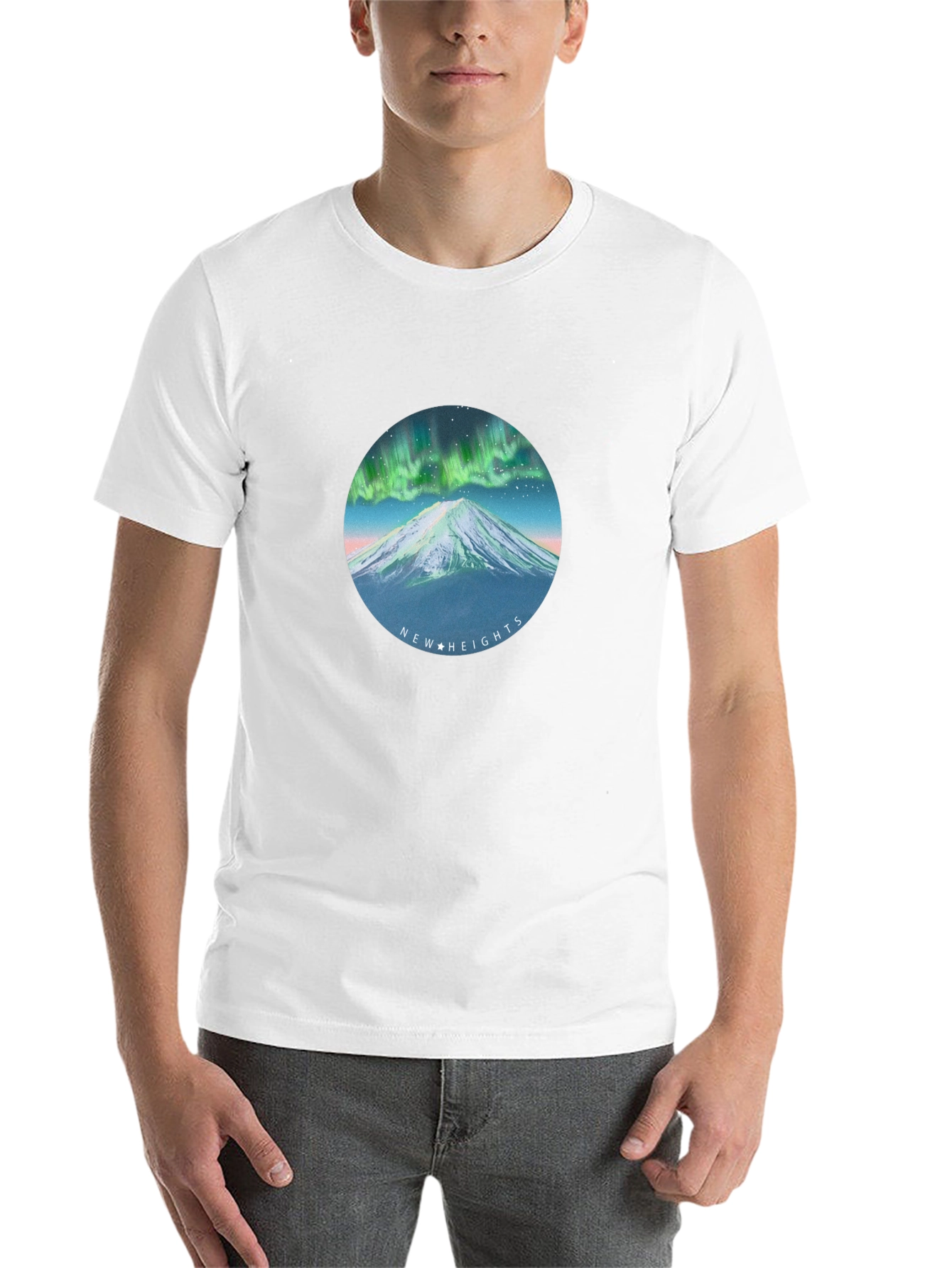 Black Aurora Mountain T-Shirt - New Heights Graphic Tee view 14