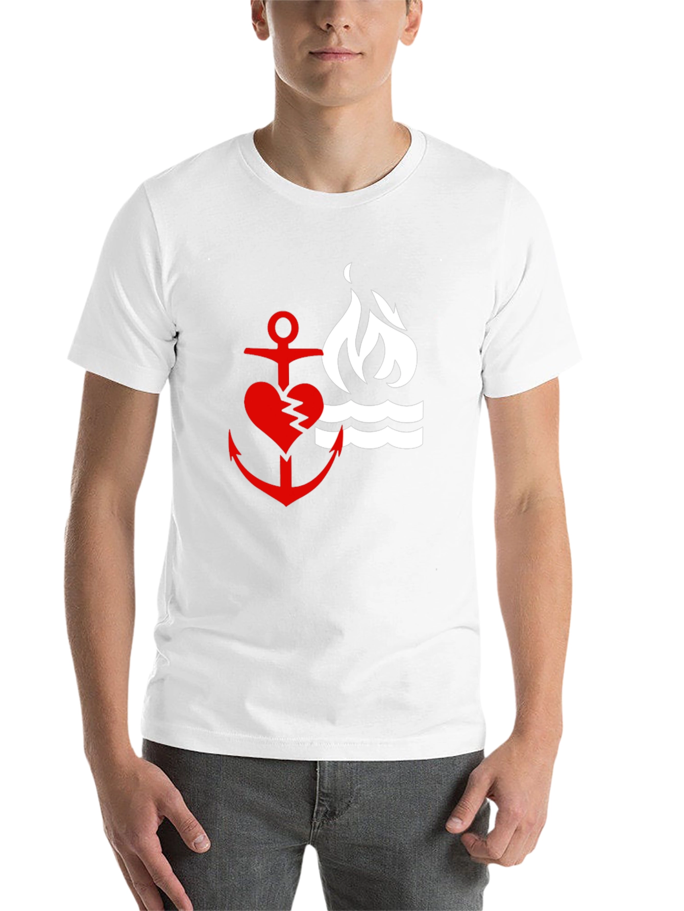 Black Red Heart Anchor & Flame Black T-Shirt view 14