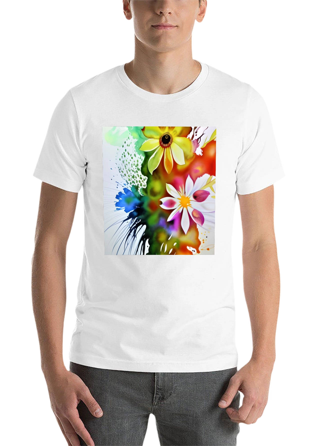 Black Floral Art Black T-Shirt view 14