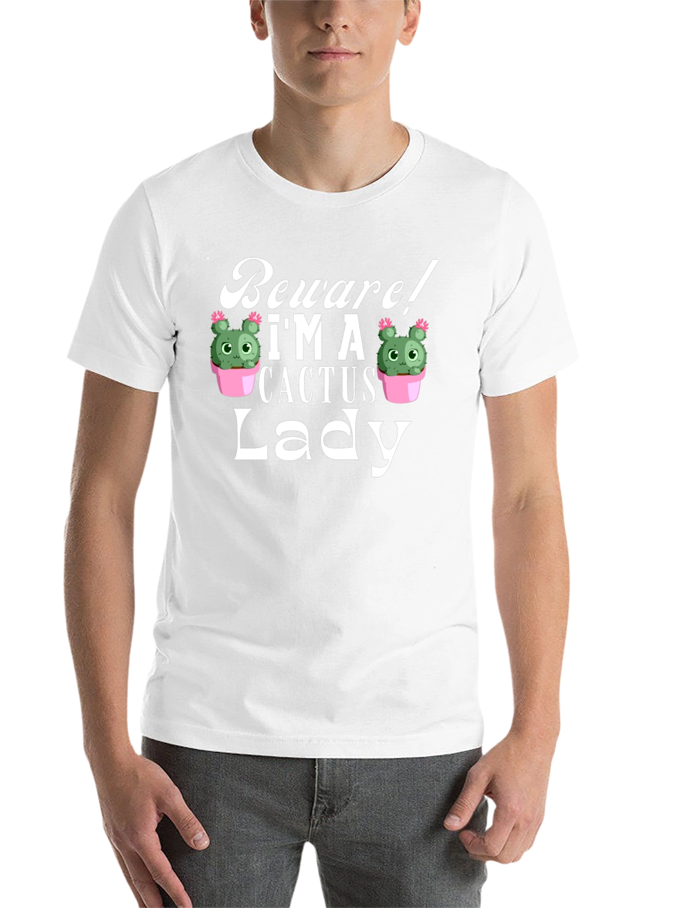 Black Beware! I'm a Cactus Lady - Novelty Graphic T-Shirt view 14