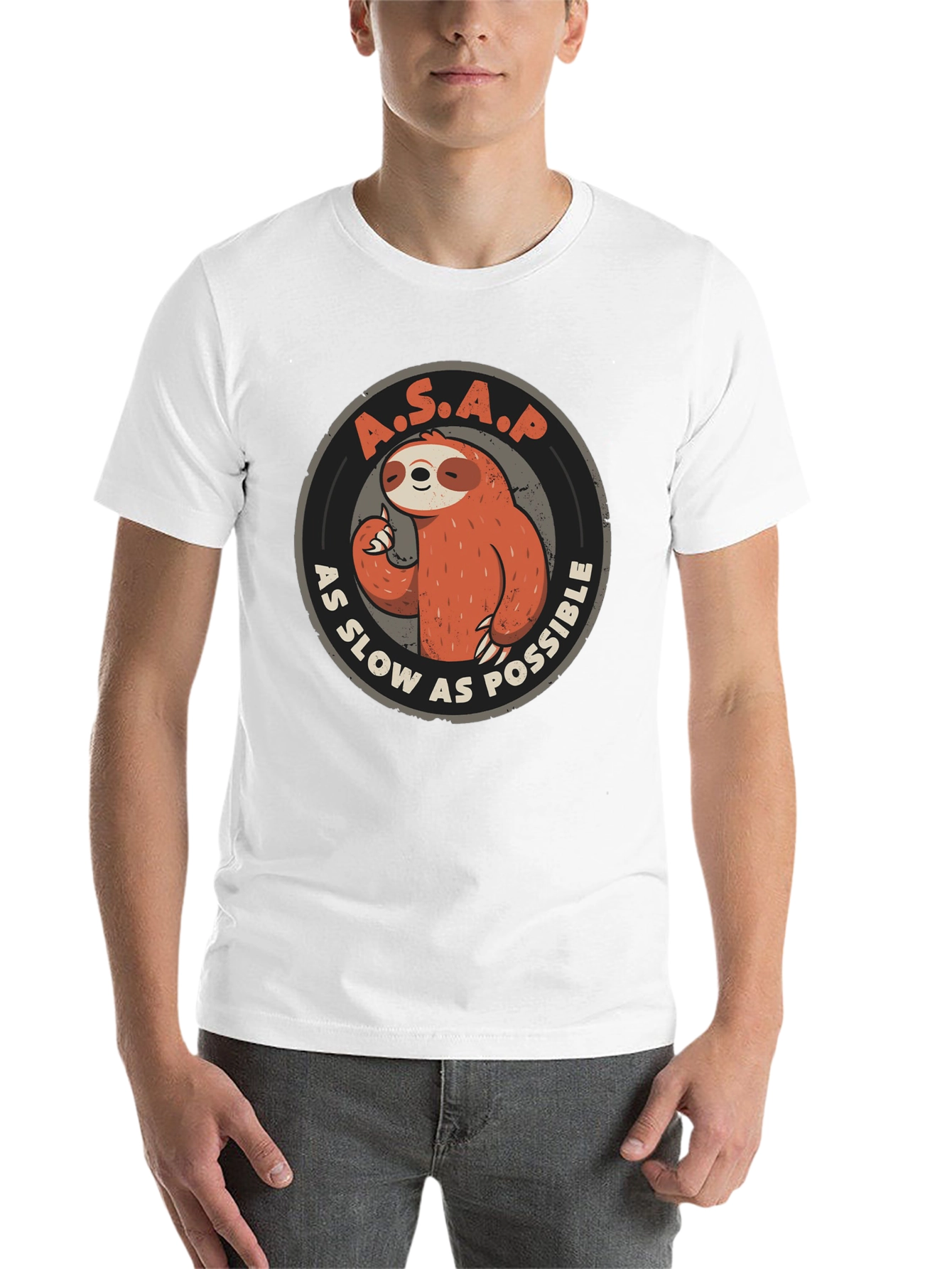 Black Funny Sloth A.S.A.P. Graphic T-Shirt - As Slow As Possible Tee view 14