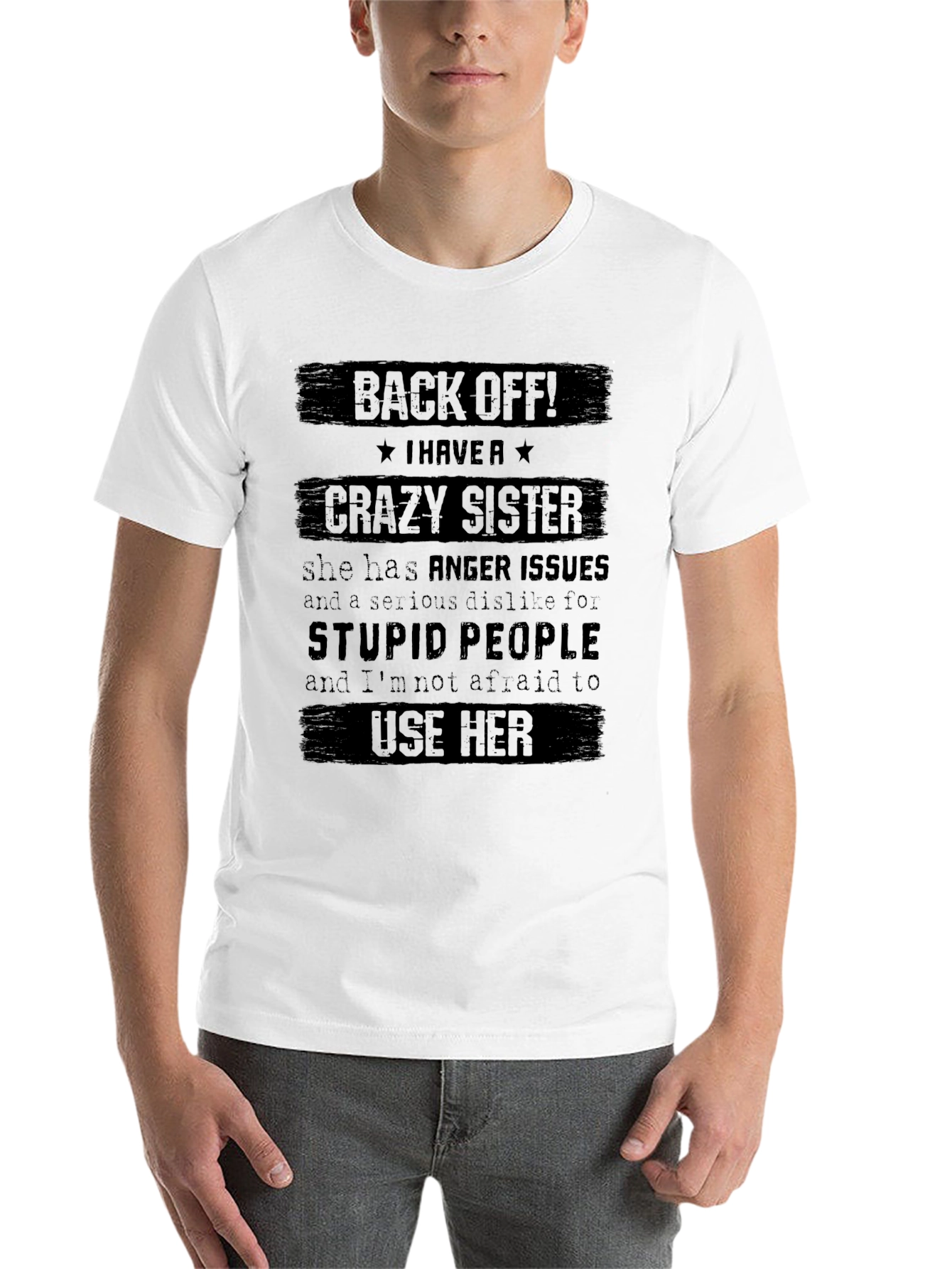 Black Crazy Sister Graphic Tee - Funny Novelty Shirt view 14
