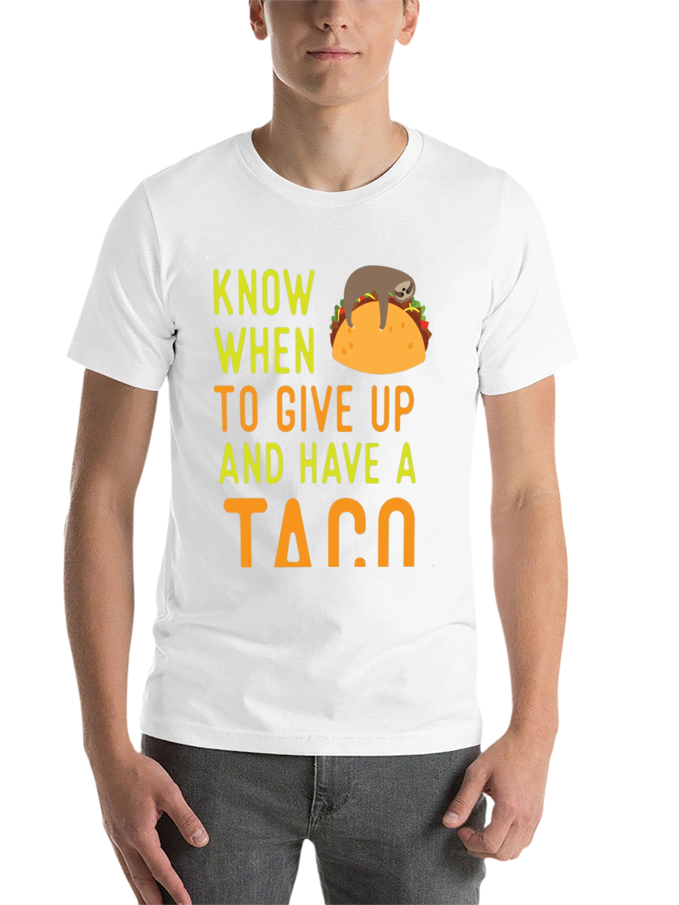 Black Know When to Give Up & Have a Taco Funny Sloth T-Shirt view 14