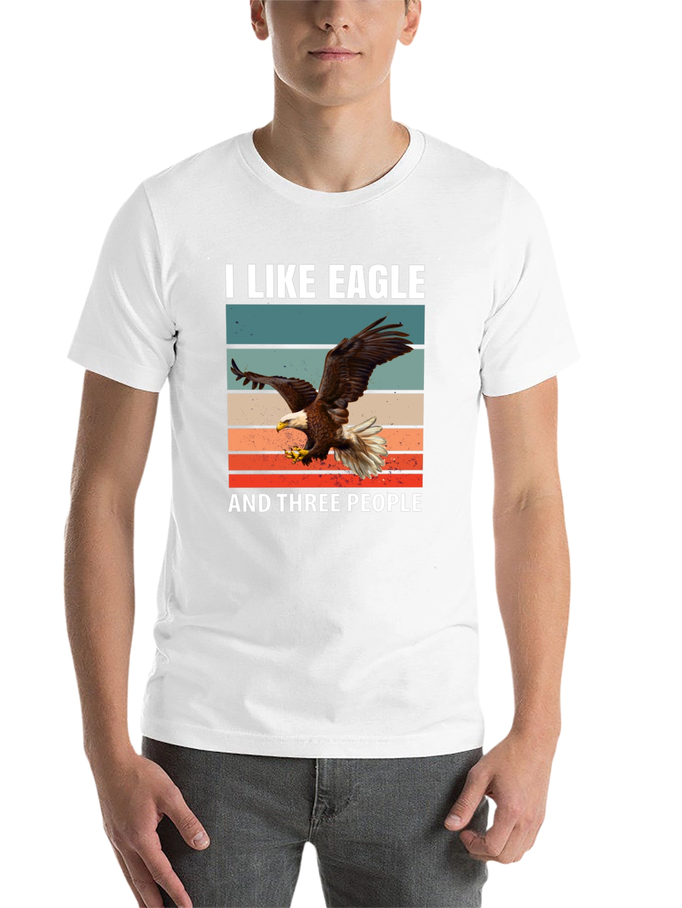 Black I Like Eagle and Three People T-Shirt view 14