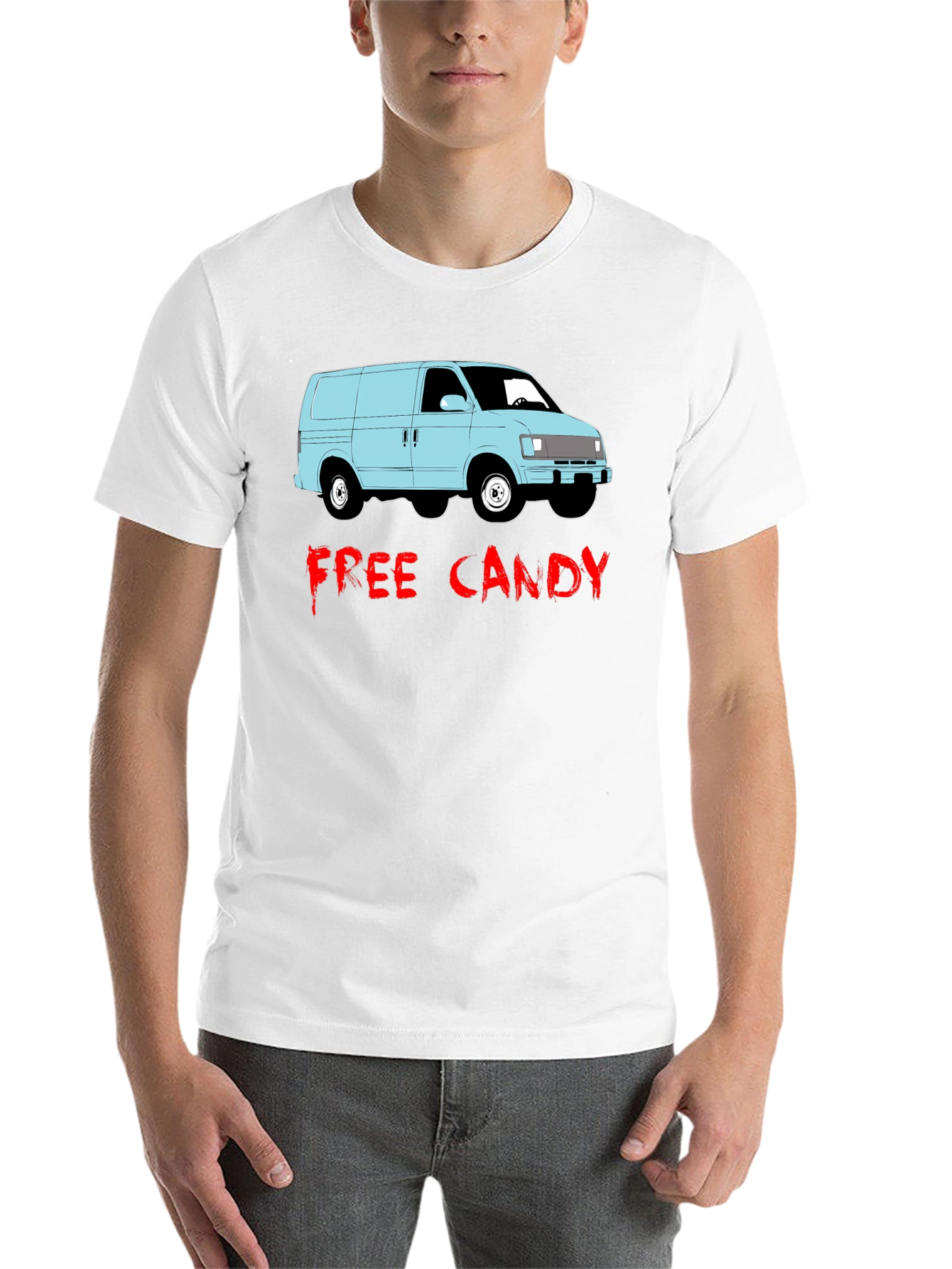 Black Free Candy Van T-Shirt - Funny Graphic Tee view 14