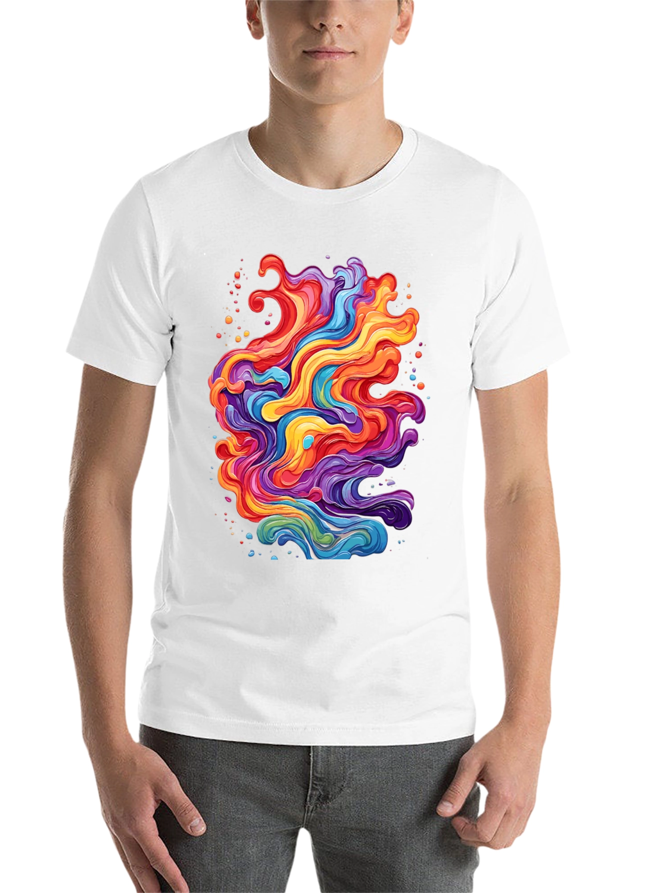 Black Vibrant Abstract Swirl T-Shirt - Black view 14