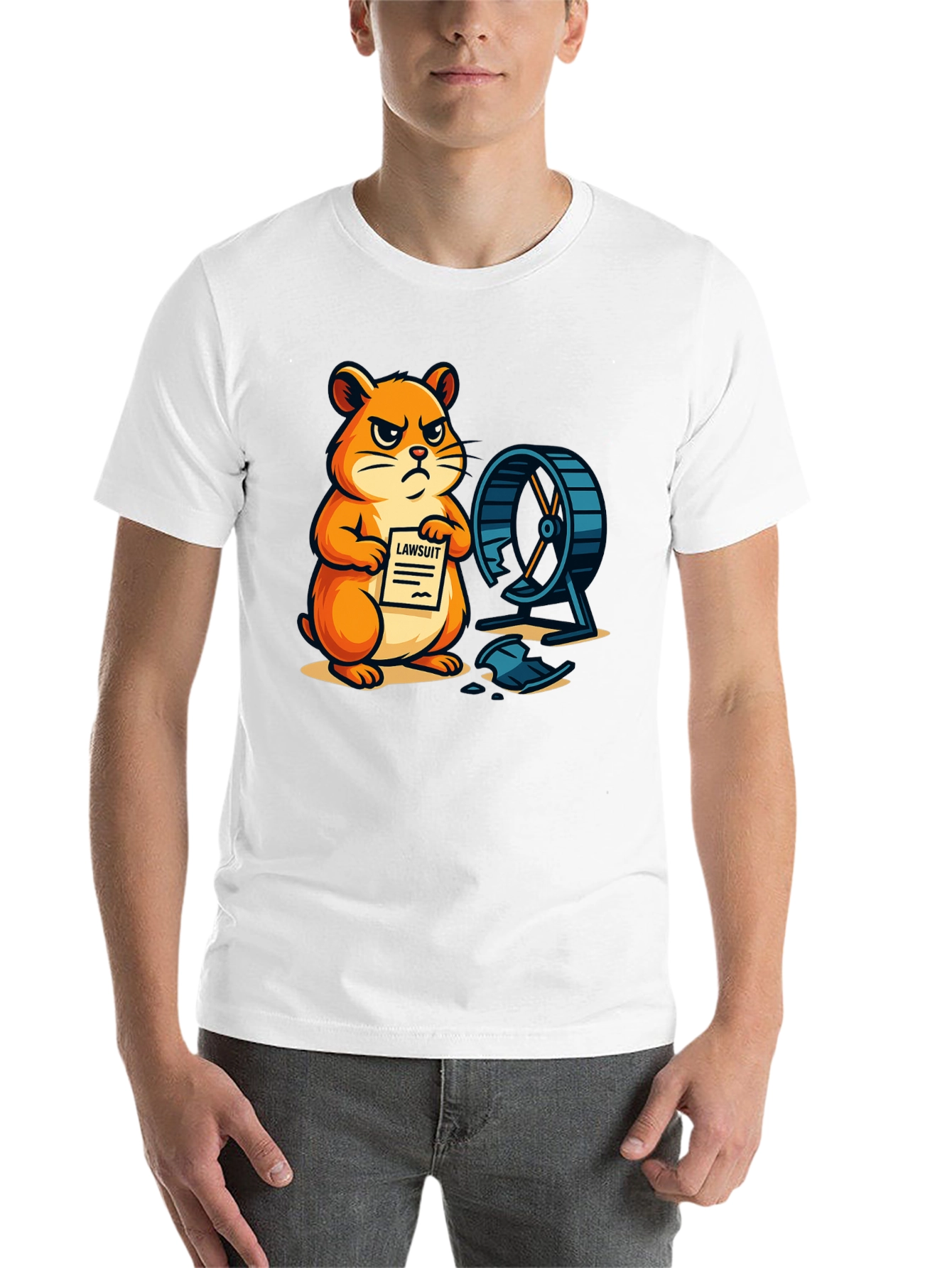 Black Hamster Lawsuit Graphic T-Shirt view 14