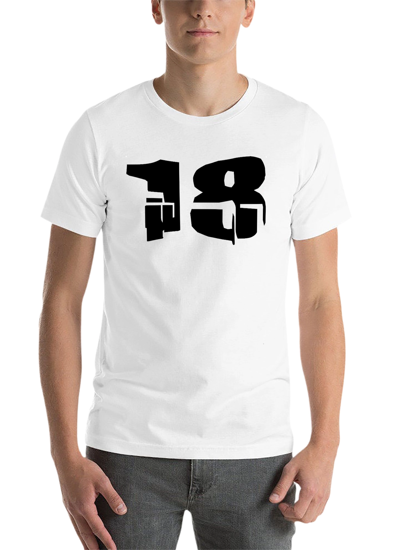 Black Graphic Number T-Shirt - Black, Casual Style view 14