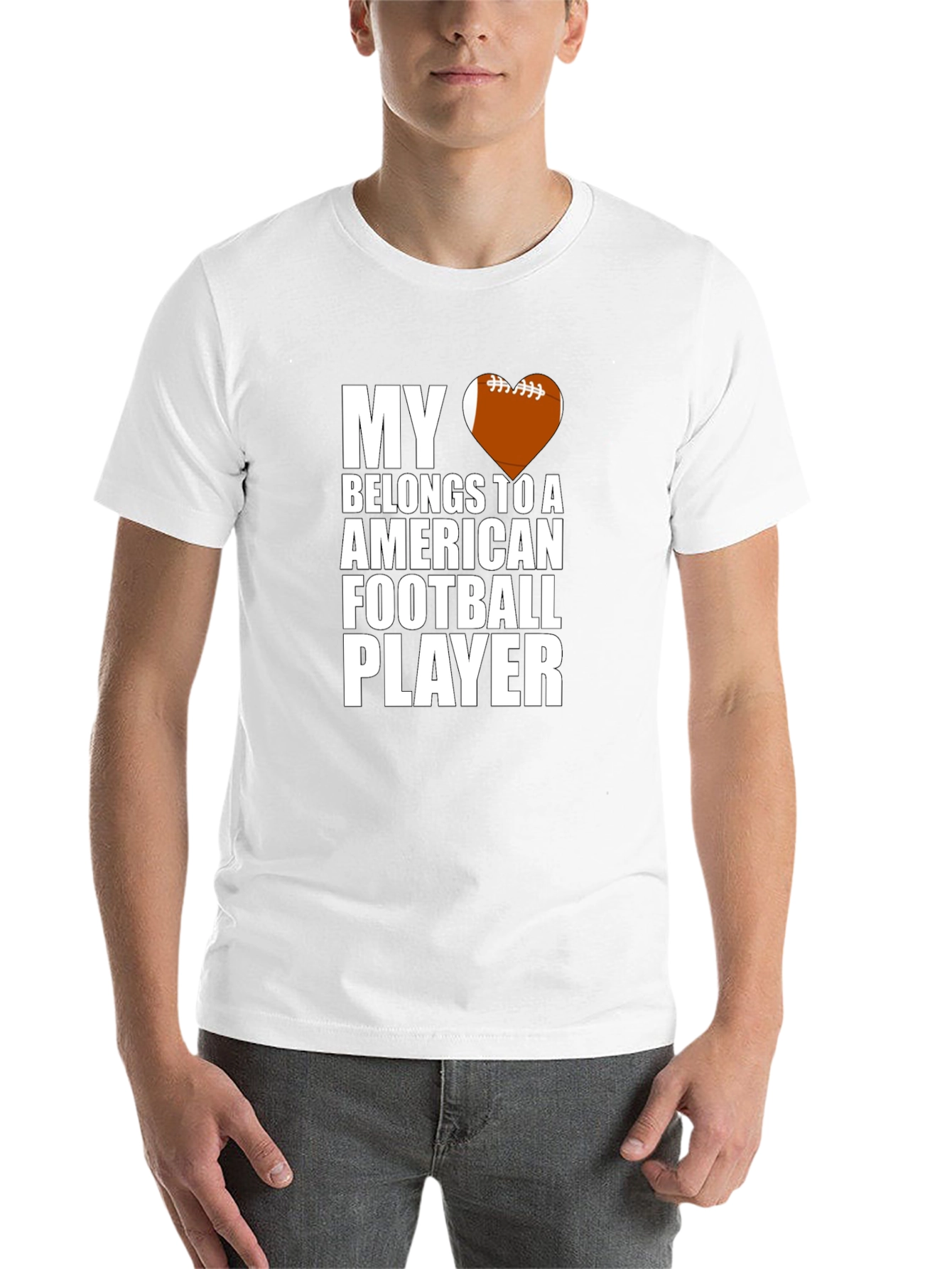 Black My Heart Belongs To Football Player T-Shirt view 14