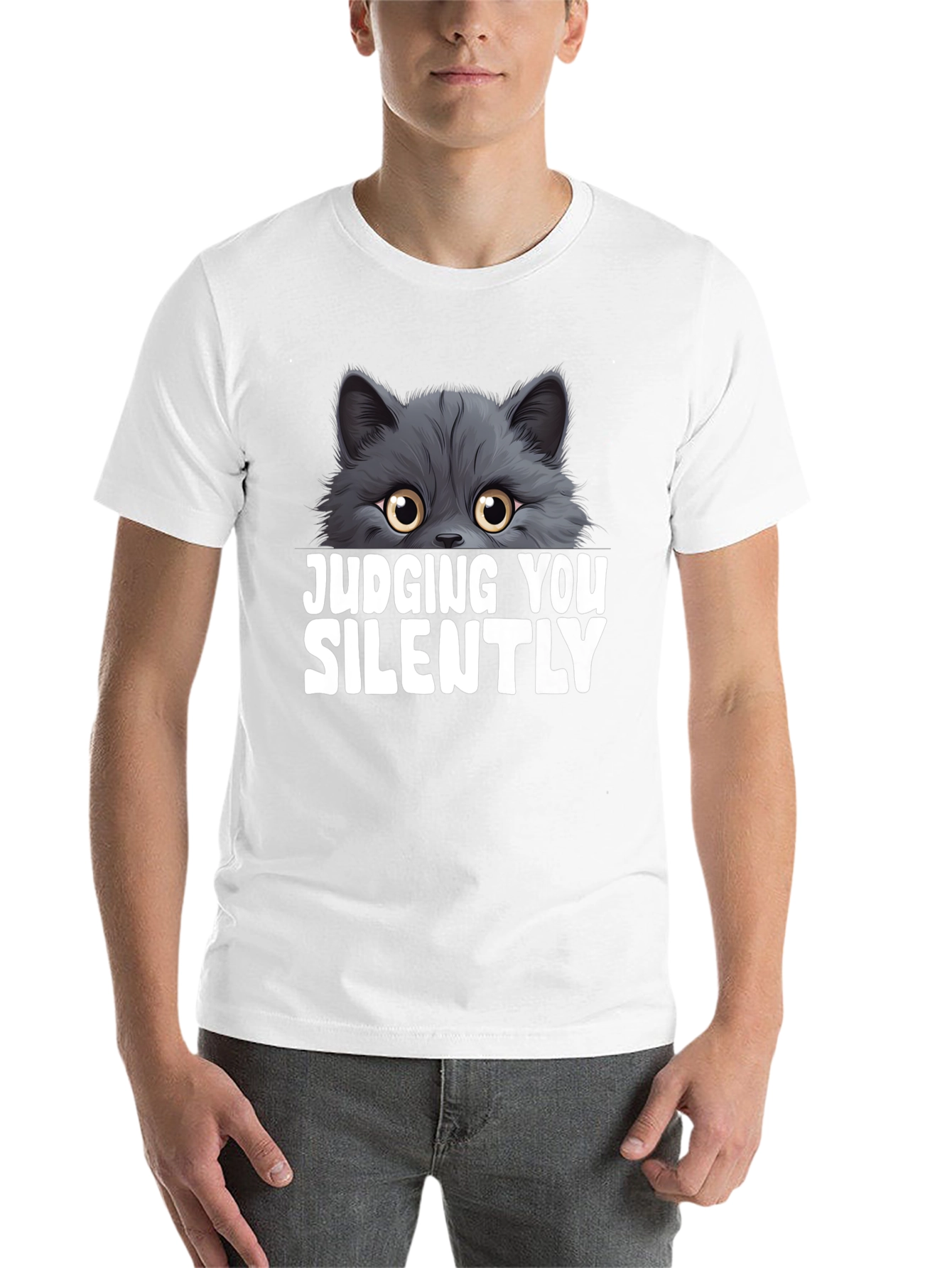 Black Judging You Silently Cat T-Shirt view 14