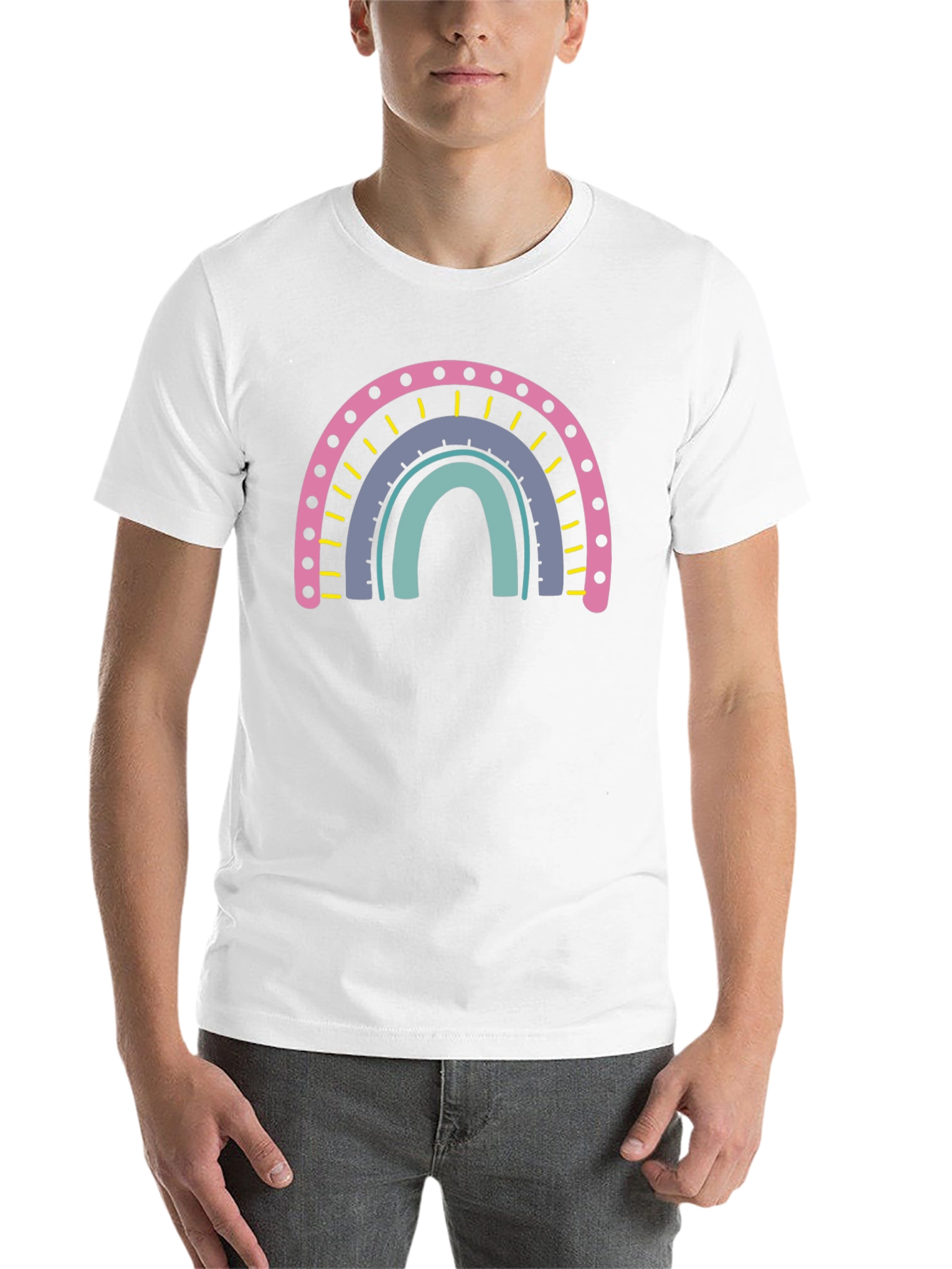 Black Rainbow Graphic T-Shirt - Casual Cotton Tee view 14
