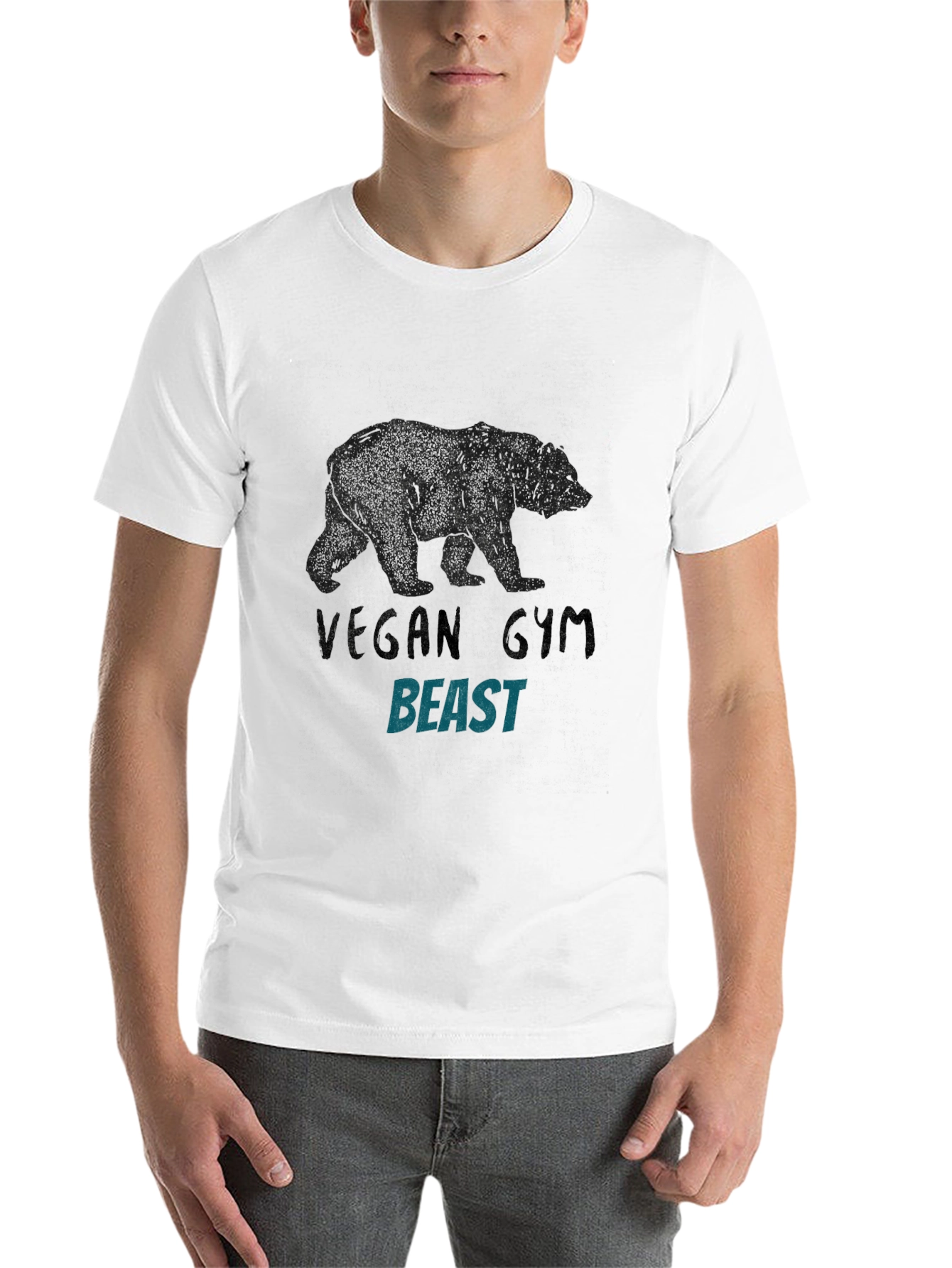 Black Vegan Gym Beast Graphic Tee - Black view 14