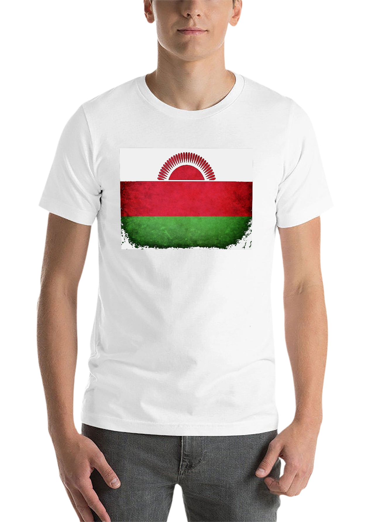 Black Malawi Flag Graphic T-Shirt view 14