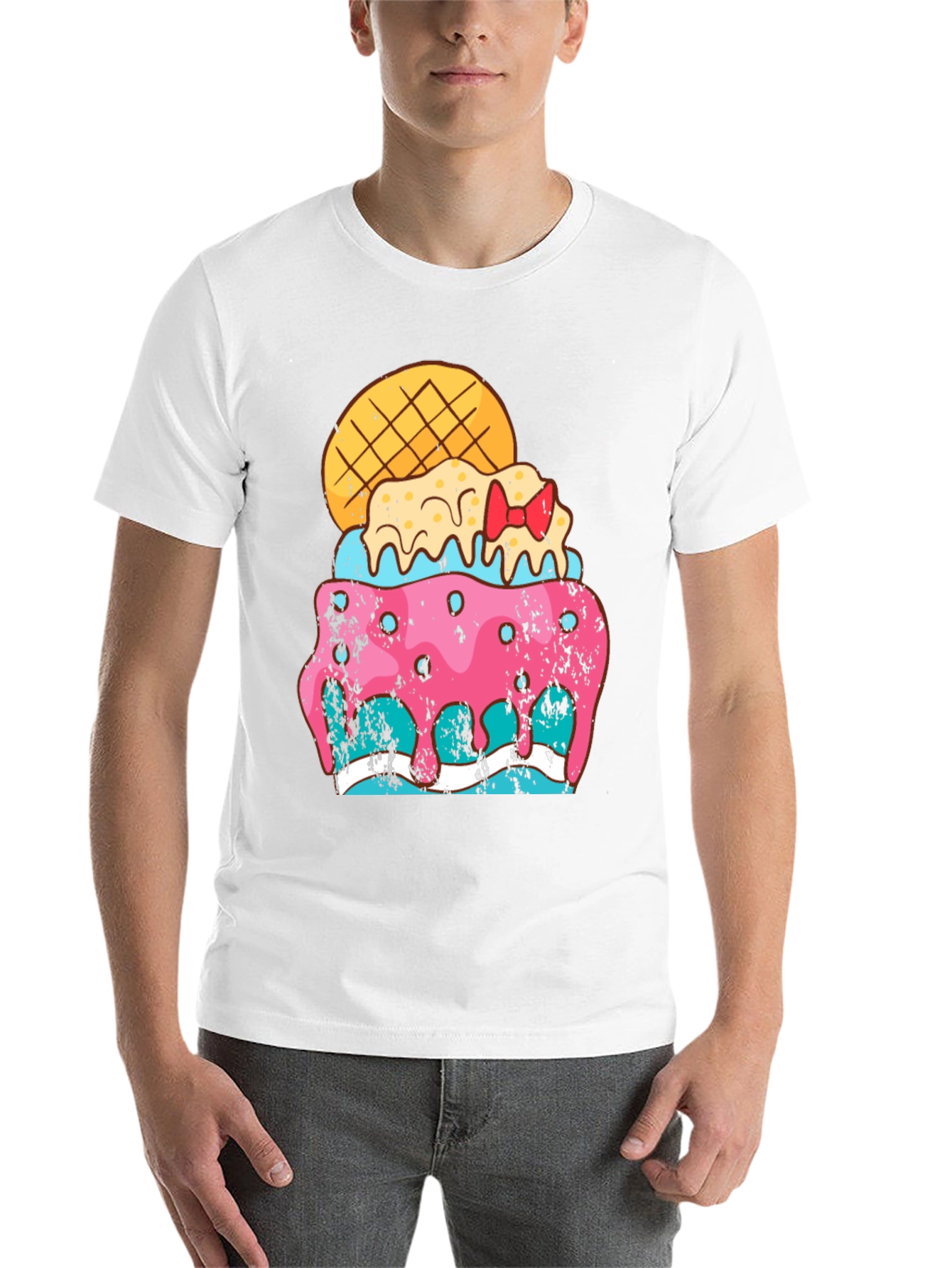 Black Fun Ice Cream Treat Graphic Tee - Black Cotton Blend Shirt view 14