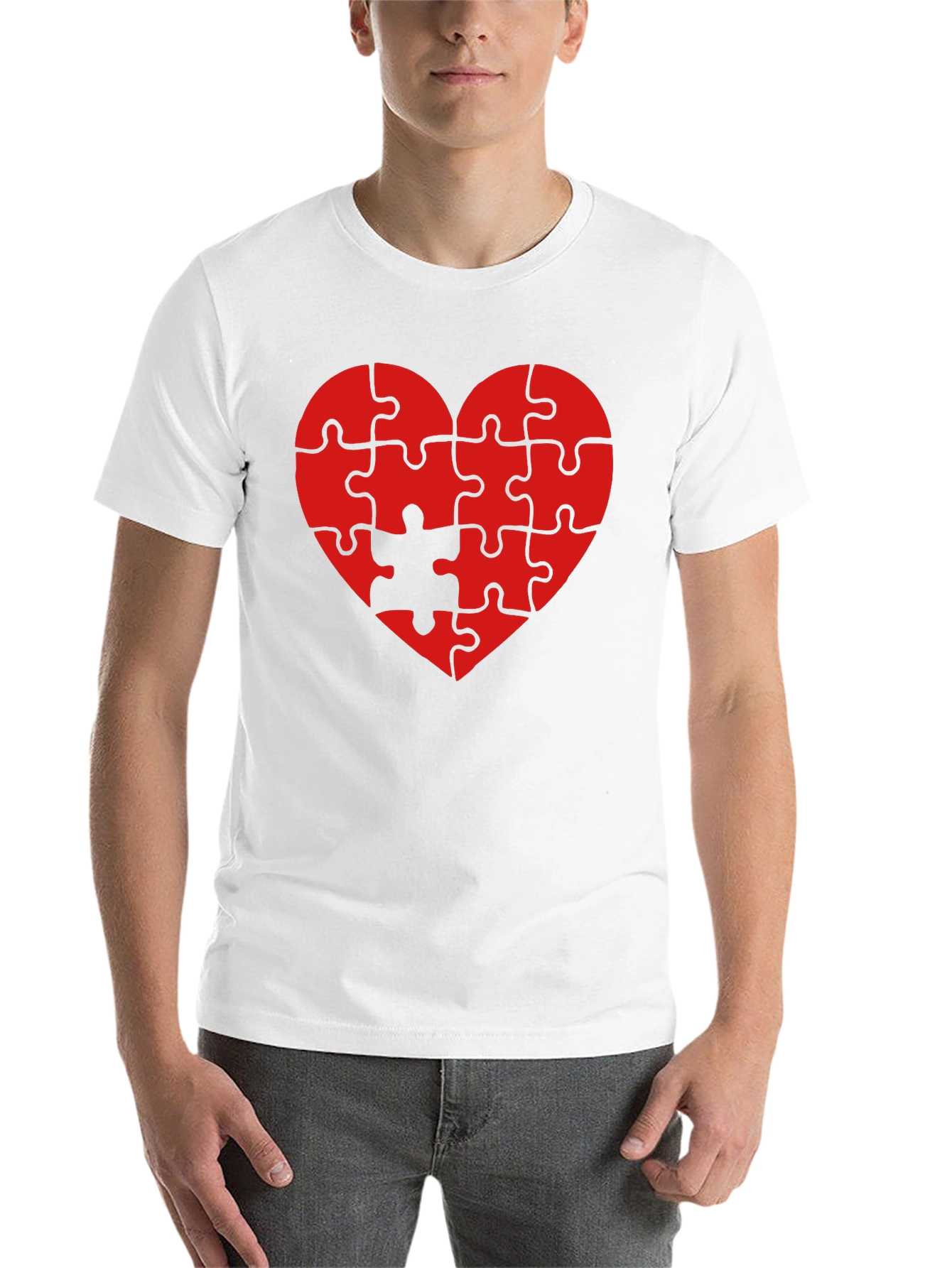 Black Heart Puzzle Piece T-Shirt - Love Completes You view 14